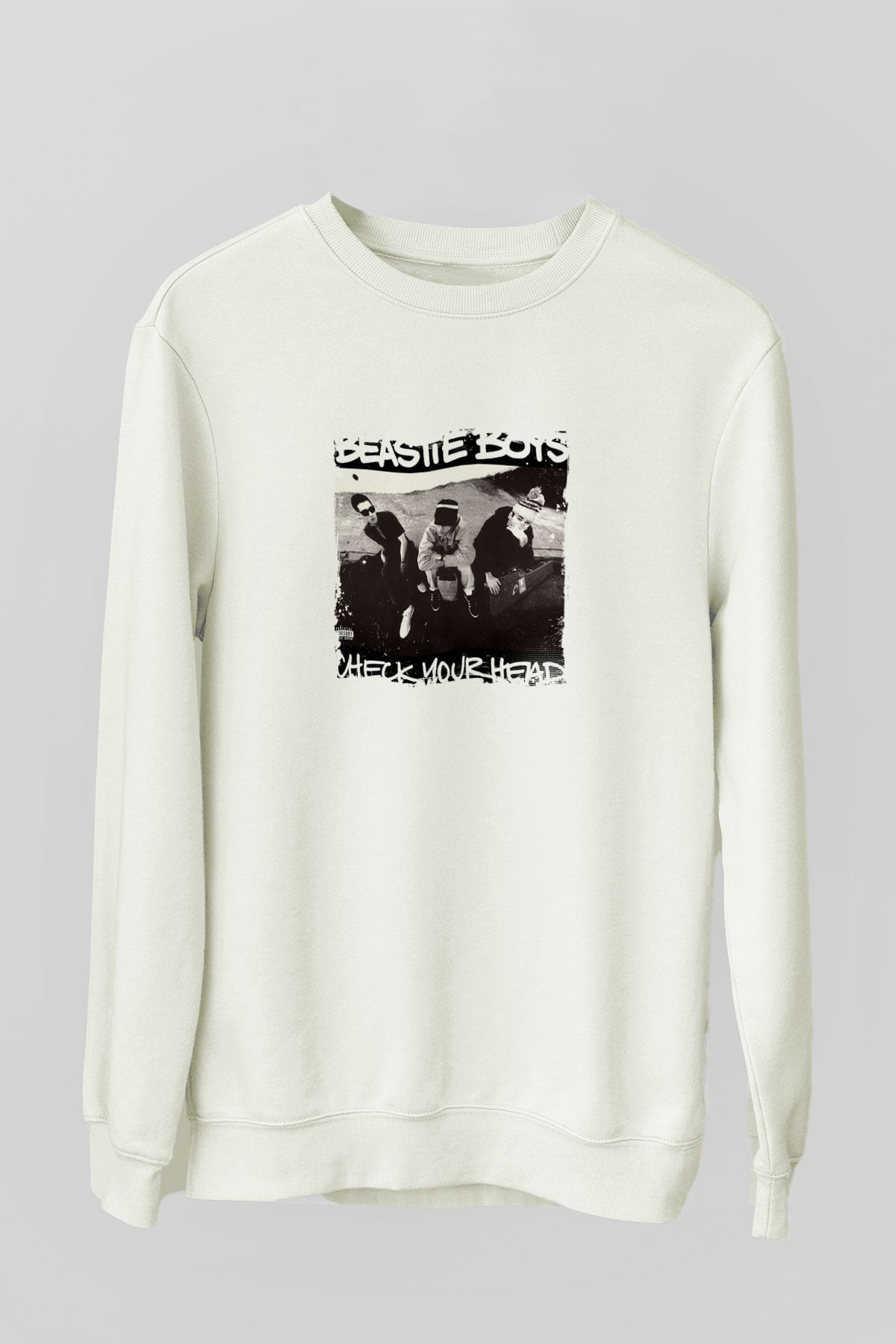 Beastie Boys Baskılı Unisex Beyaz Sweatshirt