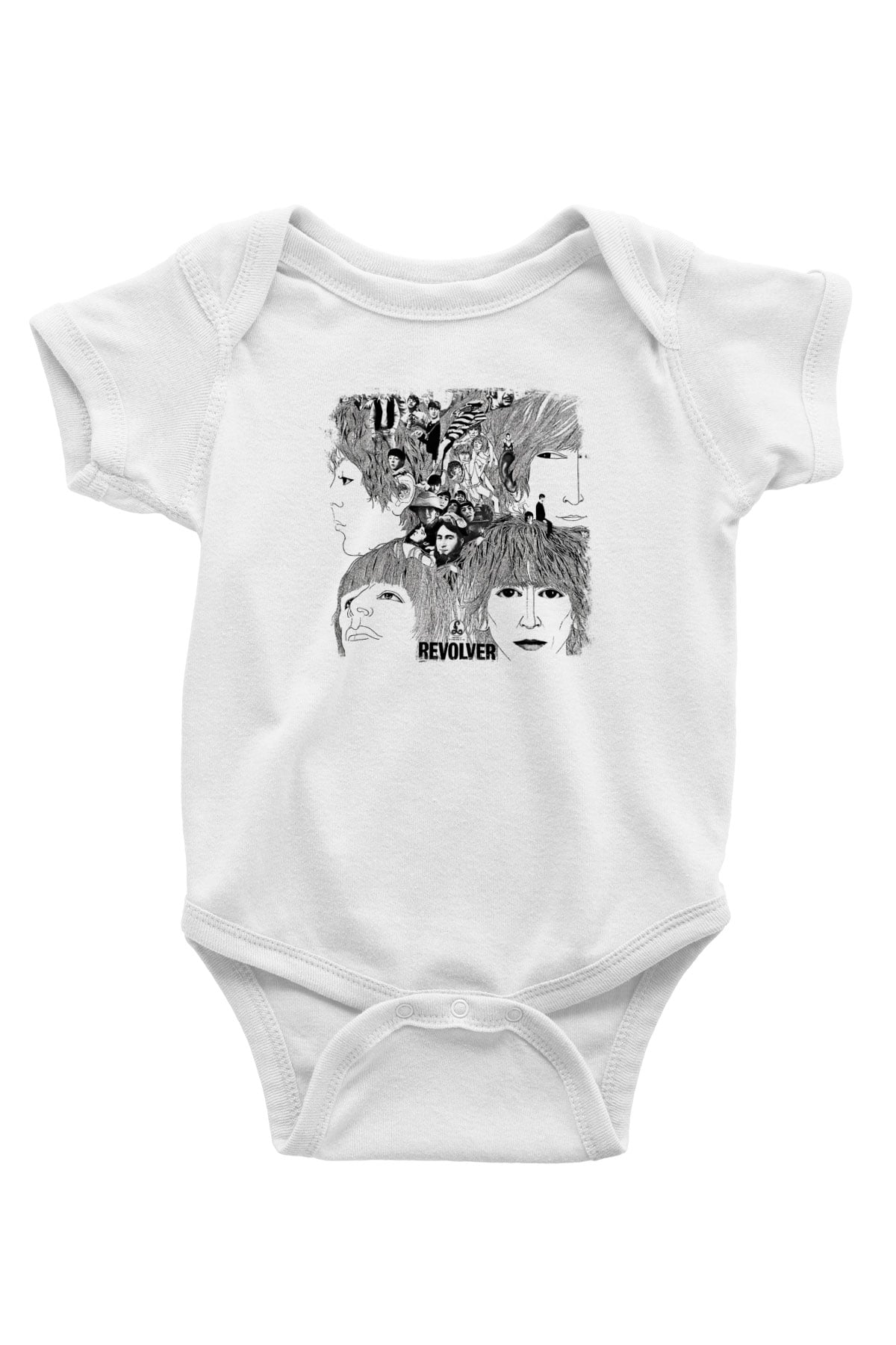 Beatles Baskılı Unisex Beyaz Bebek Body - Zıbın