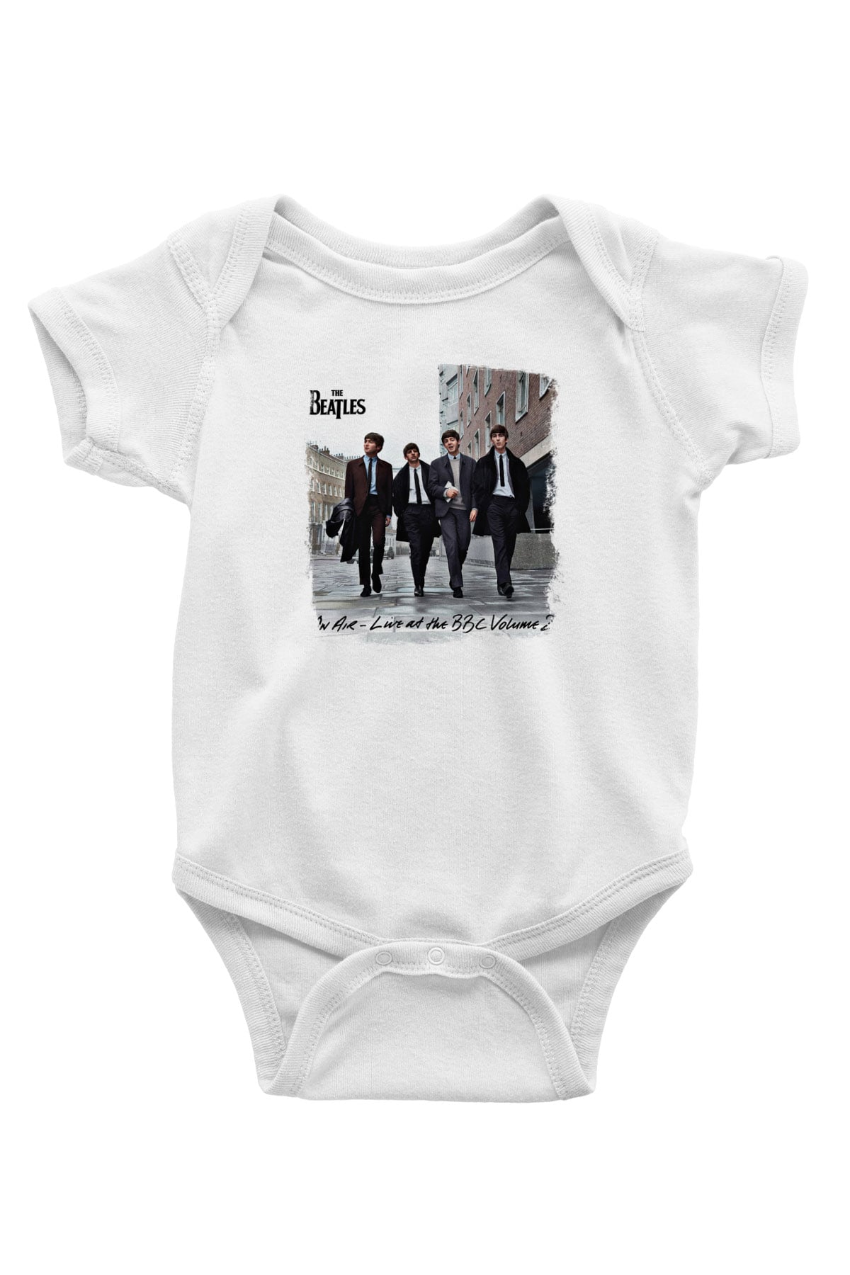 Beatles Baskılı Unisex Beyaz Bebek Body - Zıbın