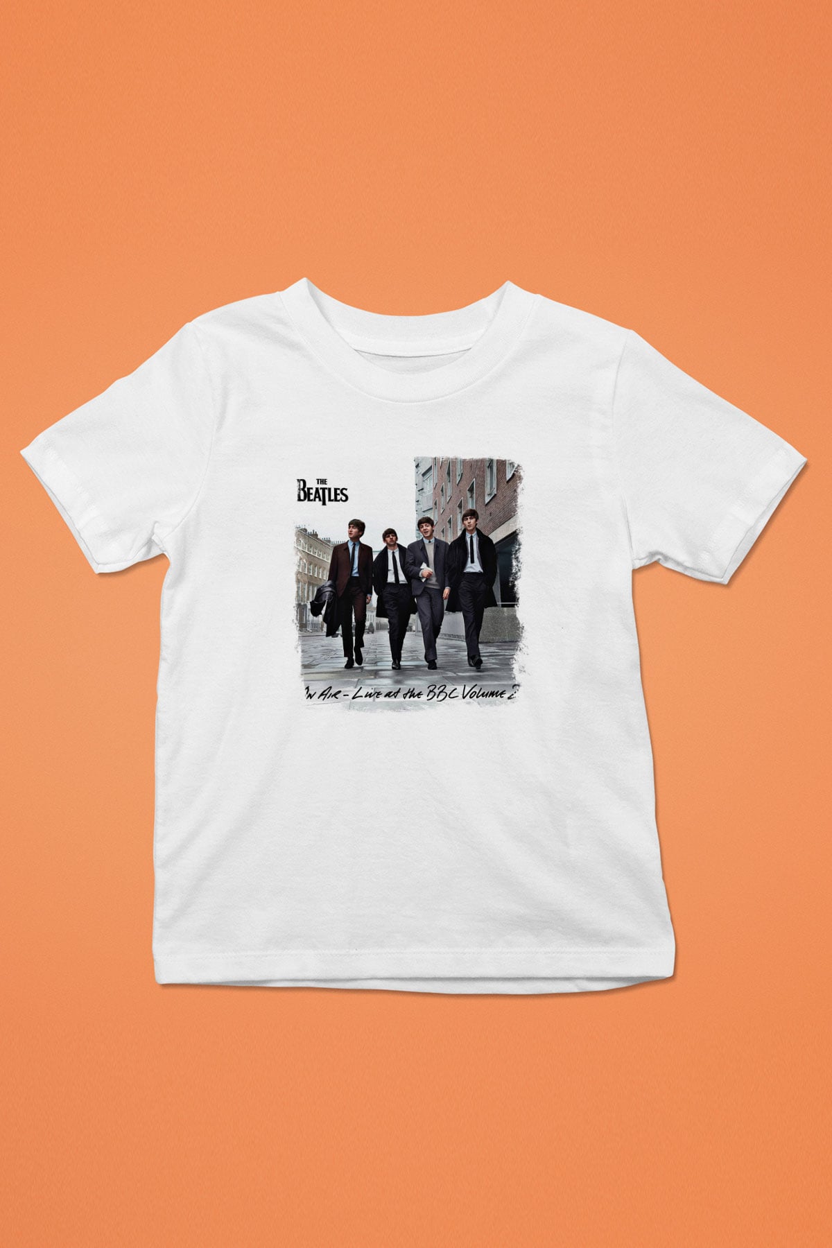 Beatles Baskılı Unisex Beyaz Çocuk Tişört
