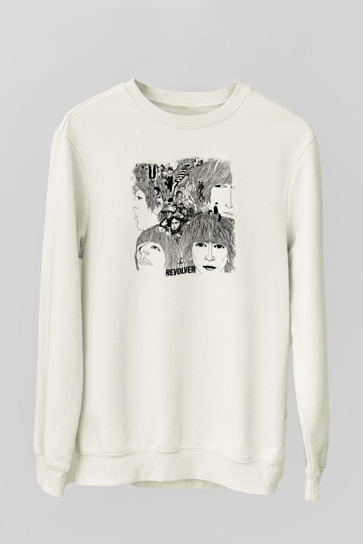 Beatles Baskılı Unisex Beyaz Sweatshirt