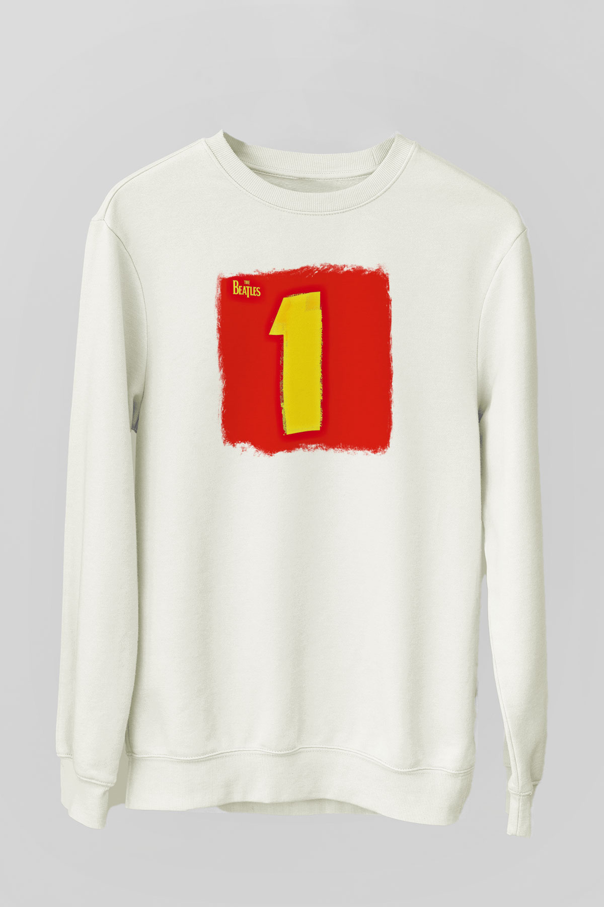 Beatles Baskılı Unisex Beyaz Sweatshirt
