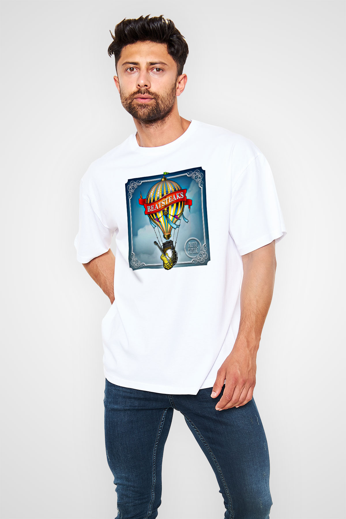 Beatsteaks Baskılı Unisex Beyaz Oversize Tişört