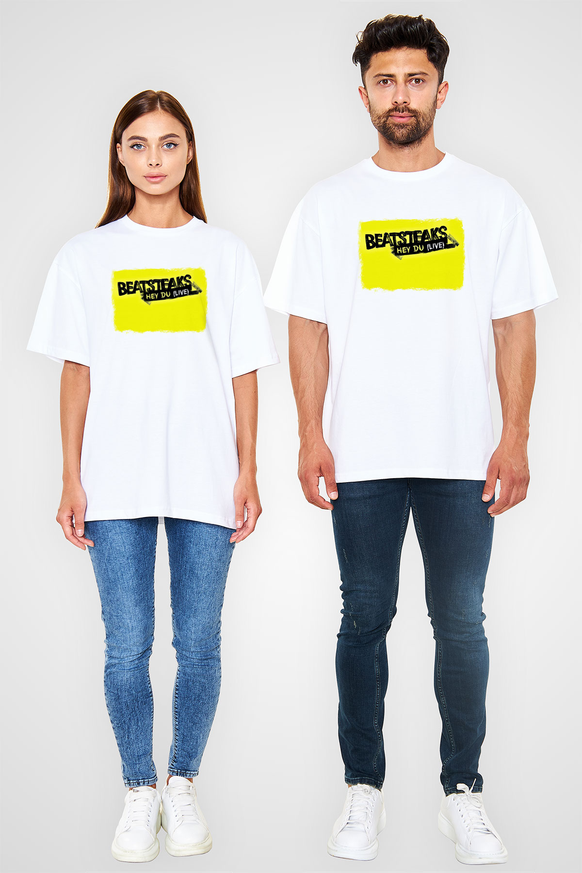 Beatsteaks Baskılı Unisex Beyaz Oversize Tişört