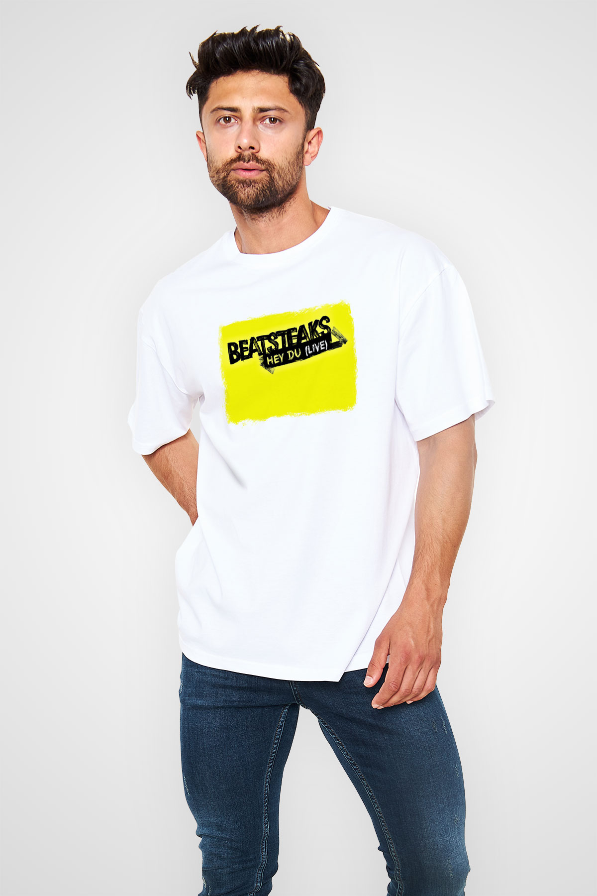 Beatsteaks Baskılı Unisex Beyaz Oversize Tişört