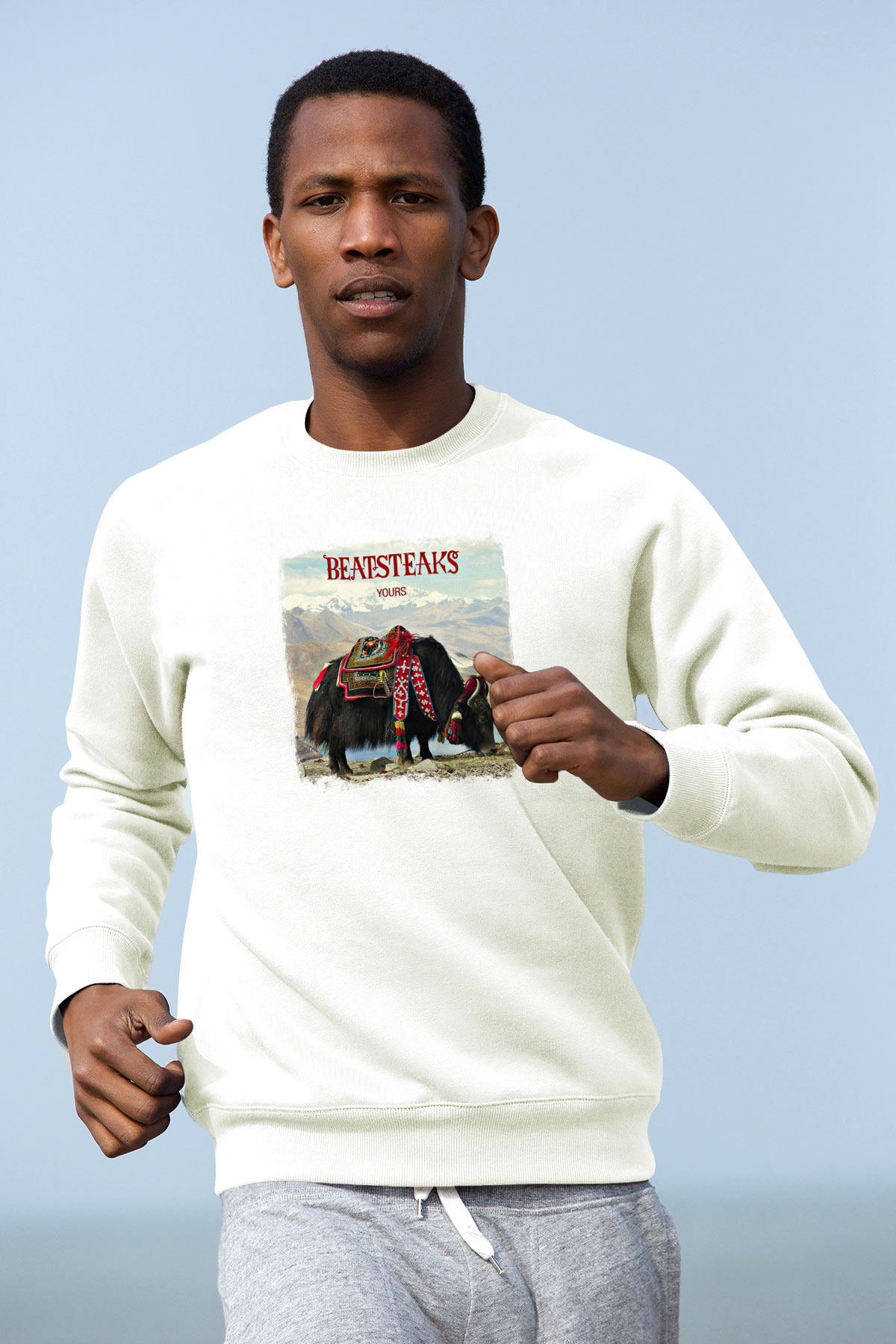 Beatsteaks Baskılı Unisex Beyaz Sweatshirt
