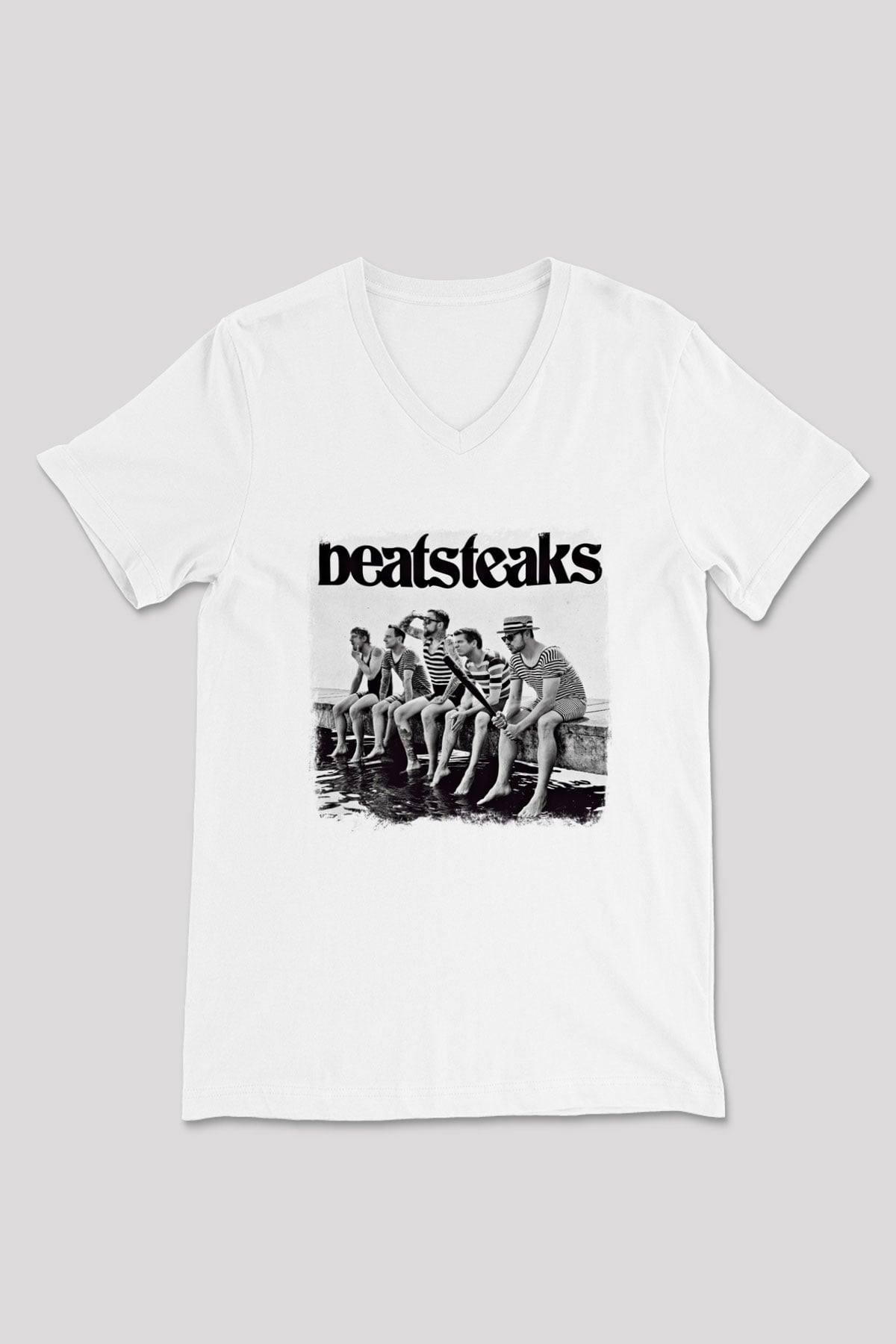 Beatsteaks Baskılı Unisex Beyaz V Yaka Tişört