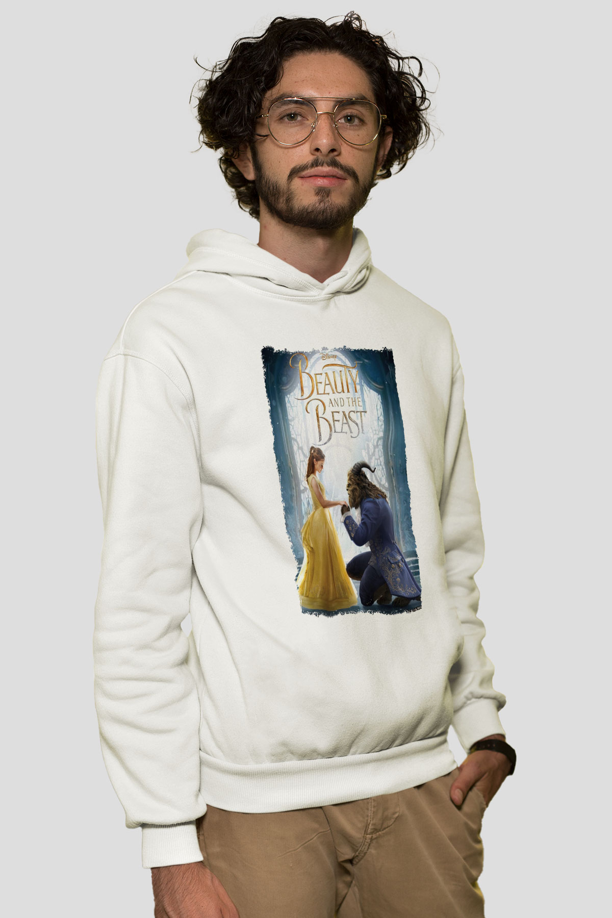 Beauty and the Beast Beyaz Unisex Hoodie