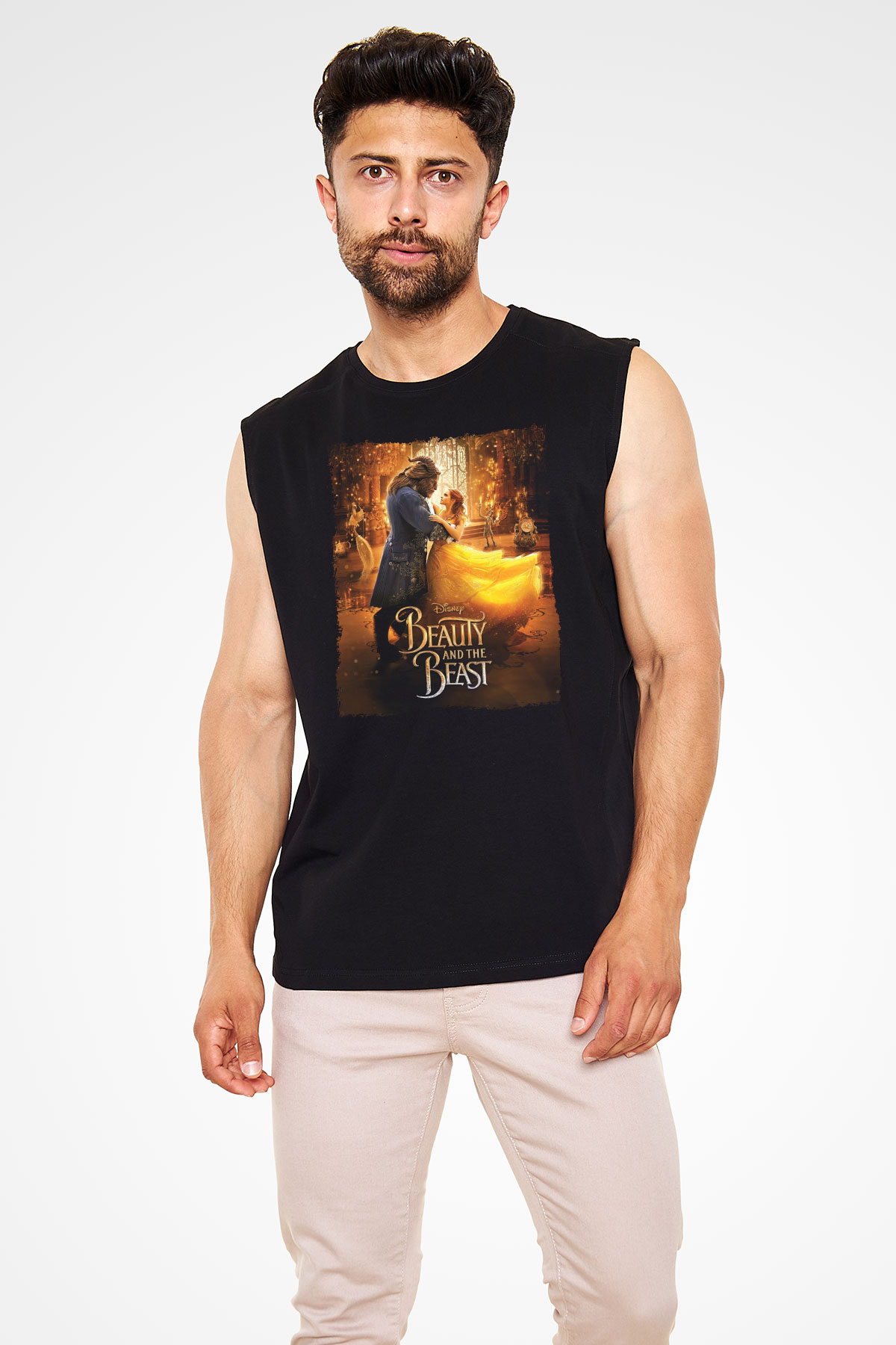 Beauty and the Beast Siyah Unisex Kolsuz Tişört