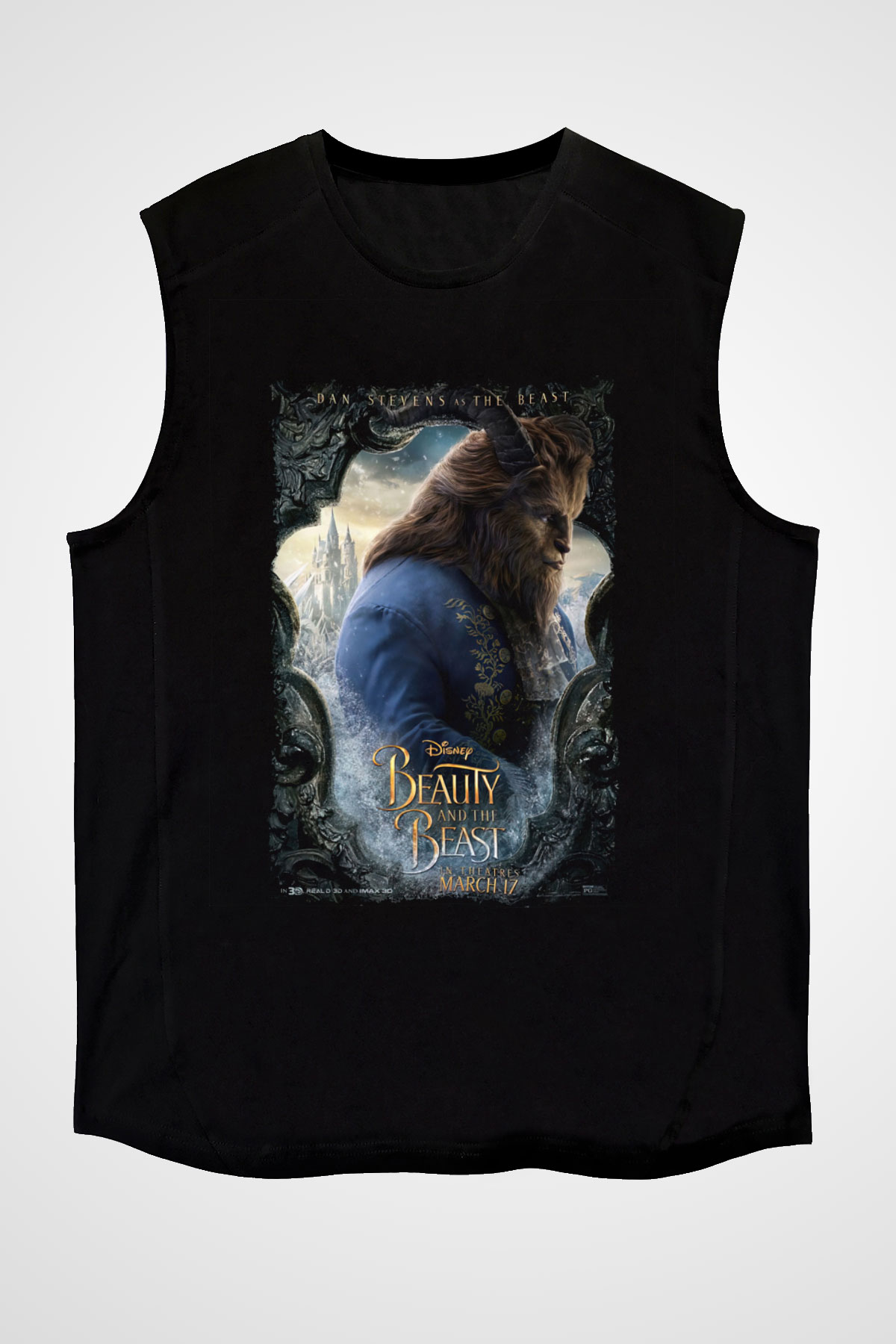 Beauty and the Beast Siyah Unisex Kolsuz Tişört