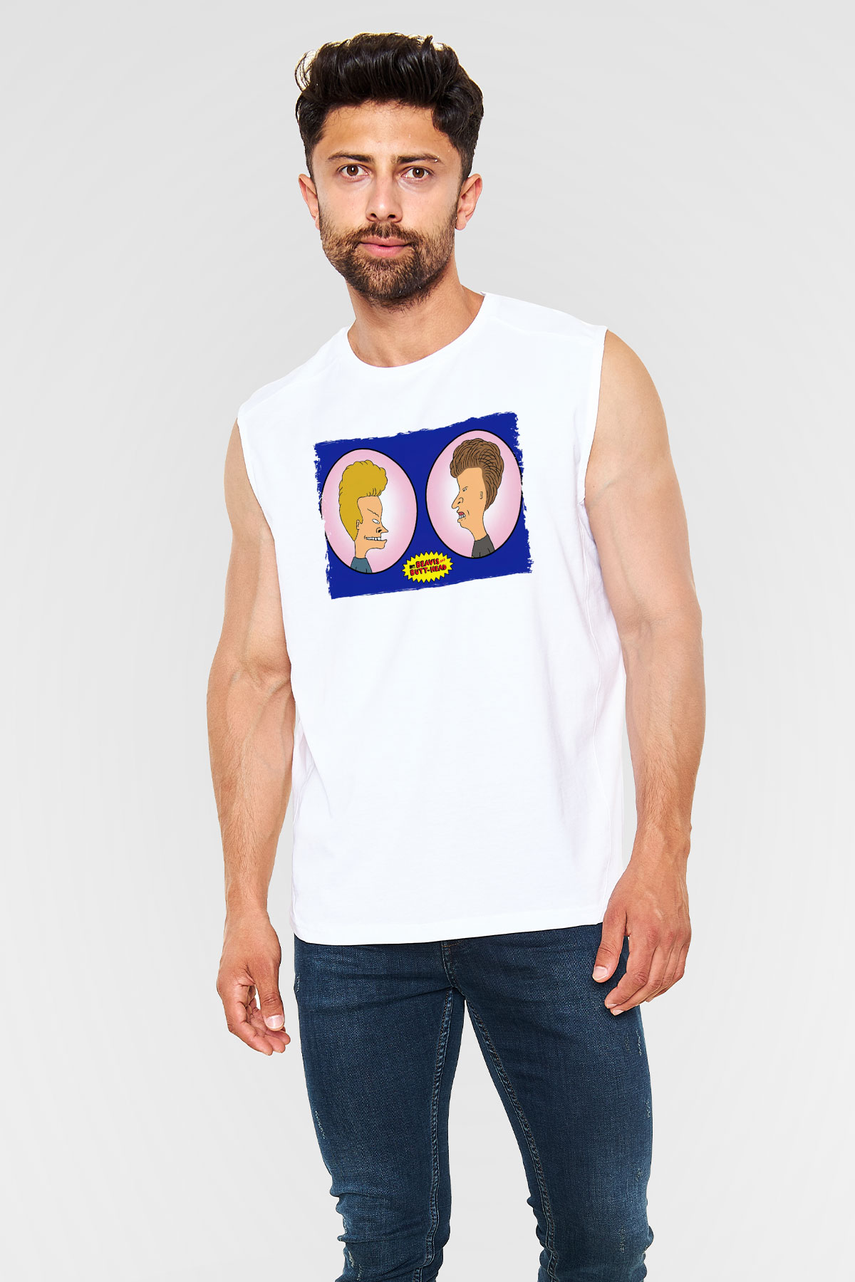 Beavis and Butt-head Beyaz Unisex Kolsuz Tişört