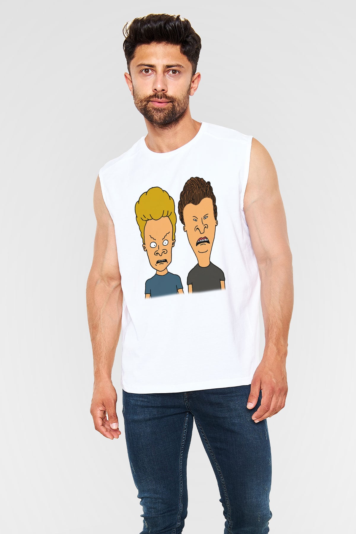 Beavis and Butt-head Beyaz Unisex Kolsuz Tişört