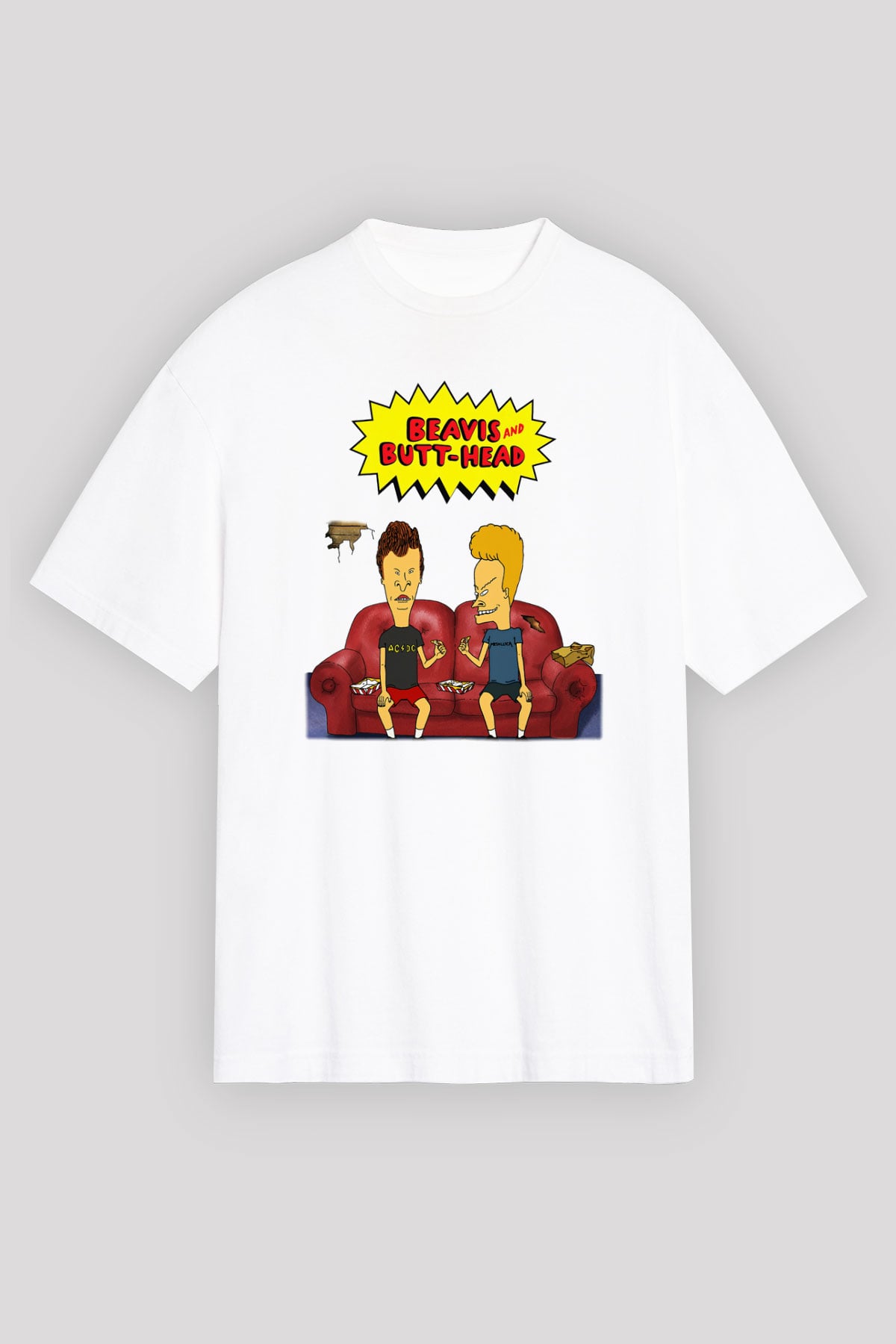 Beavis and Butt-head Beyaz Unisex Oversize Tişört T-Shirt