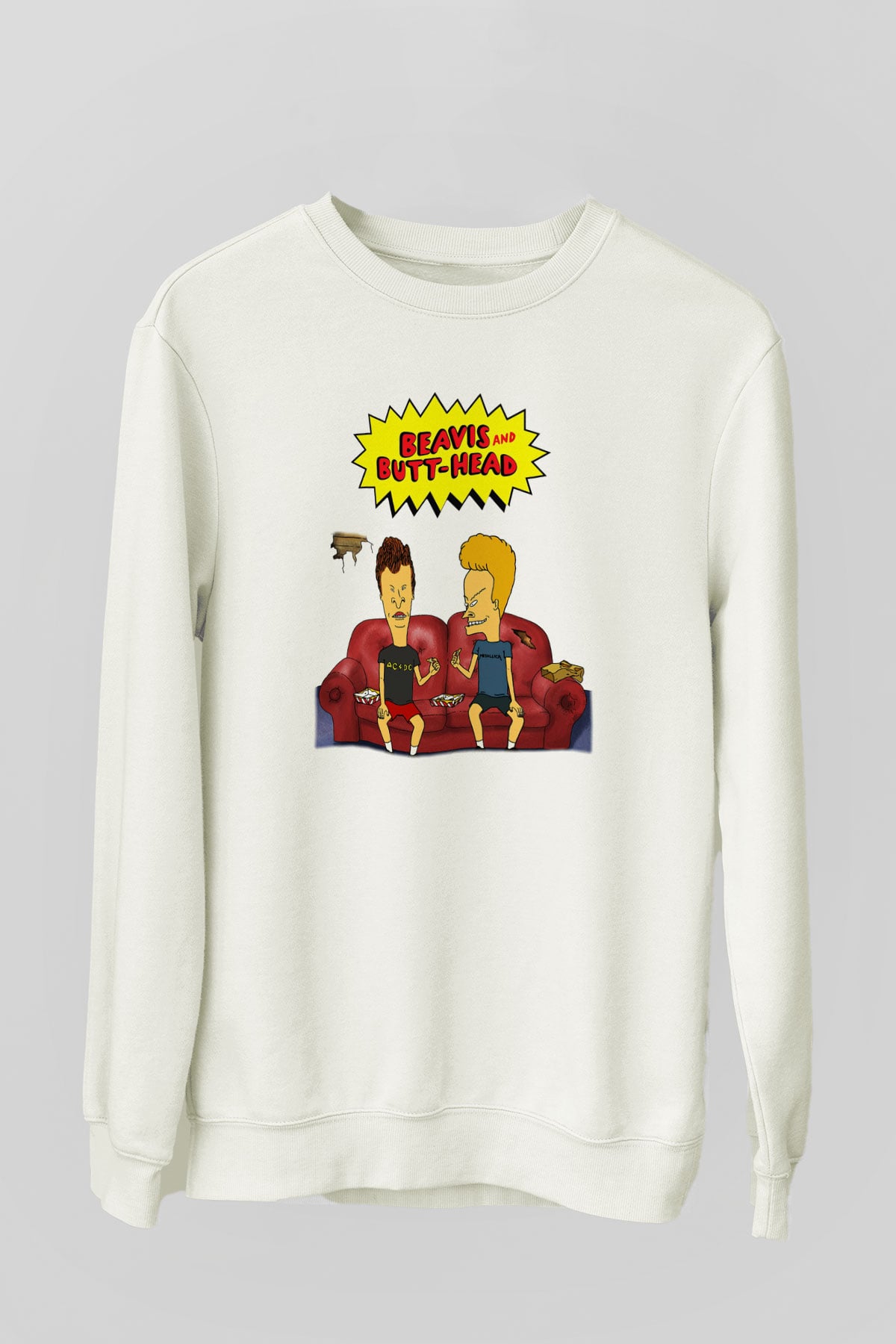 Beavis and Butt-head Beyaz Unisex Sweatshirt