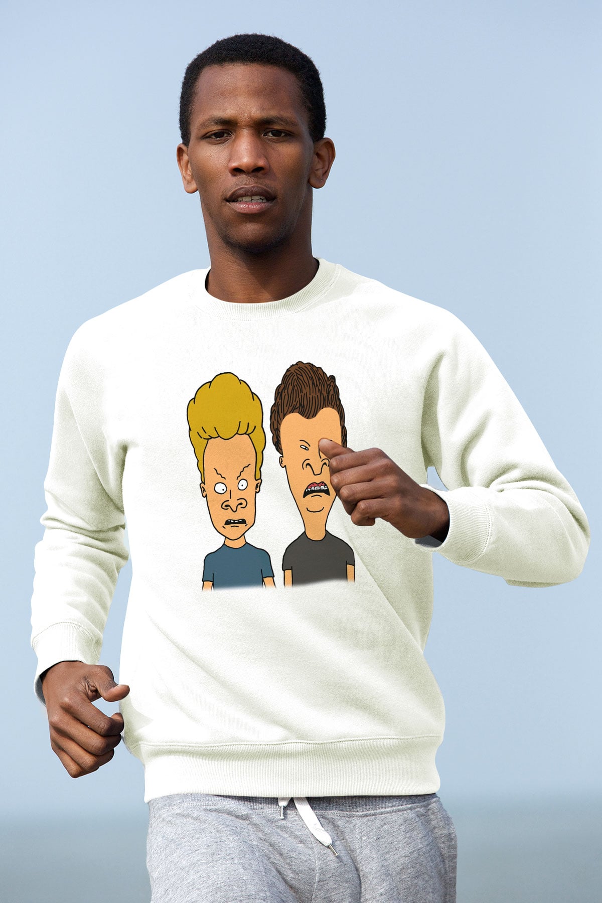Beavis and Butt-head Beyaz Unisex Sweatshirt