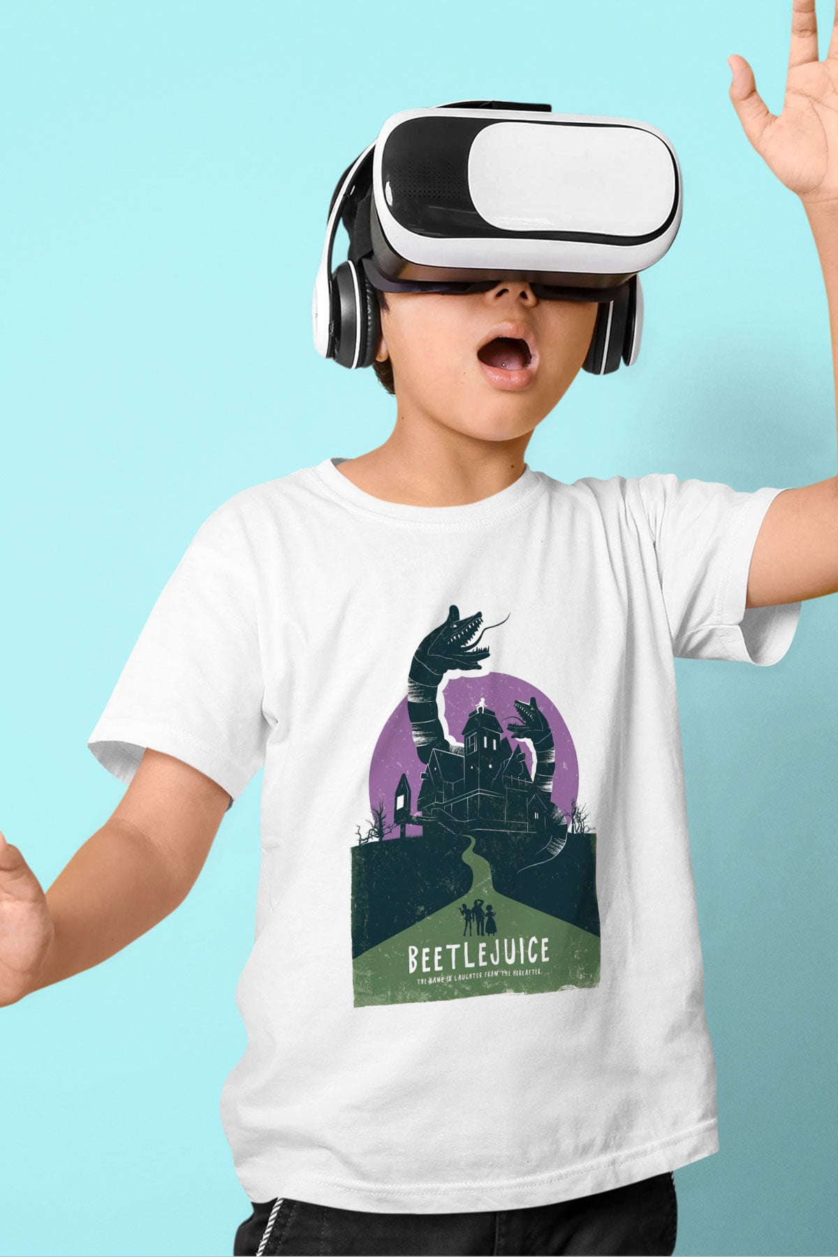 Beetlejuice Beterböcek Baskılı Beyaz Unisex Çocuk Tişört