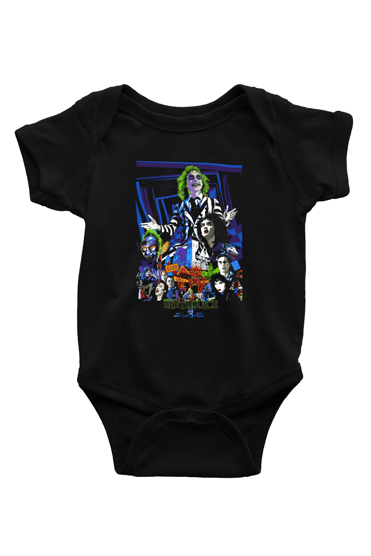 Beetlejuice Beterböcek Baskılı Siyah Bebek Body - Zıbın
