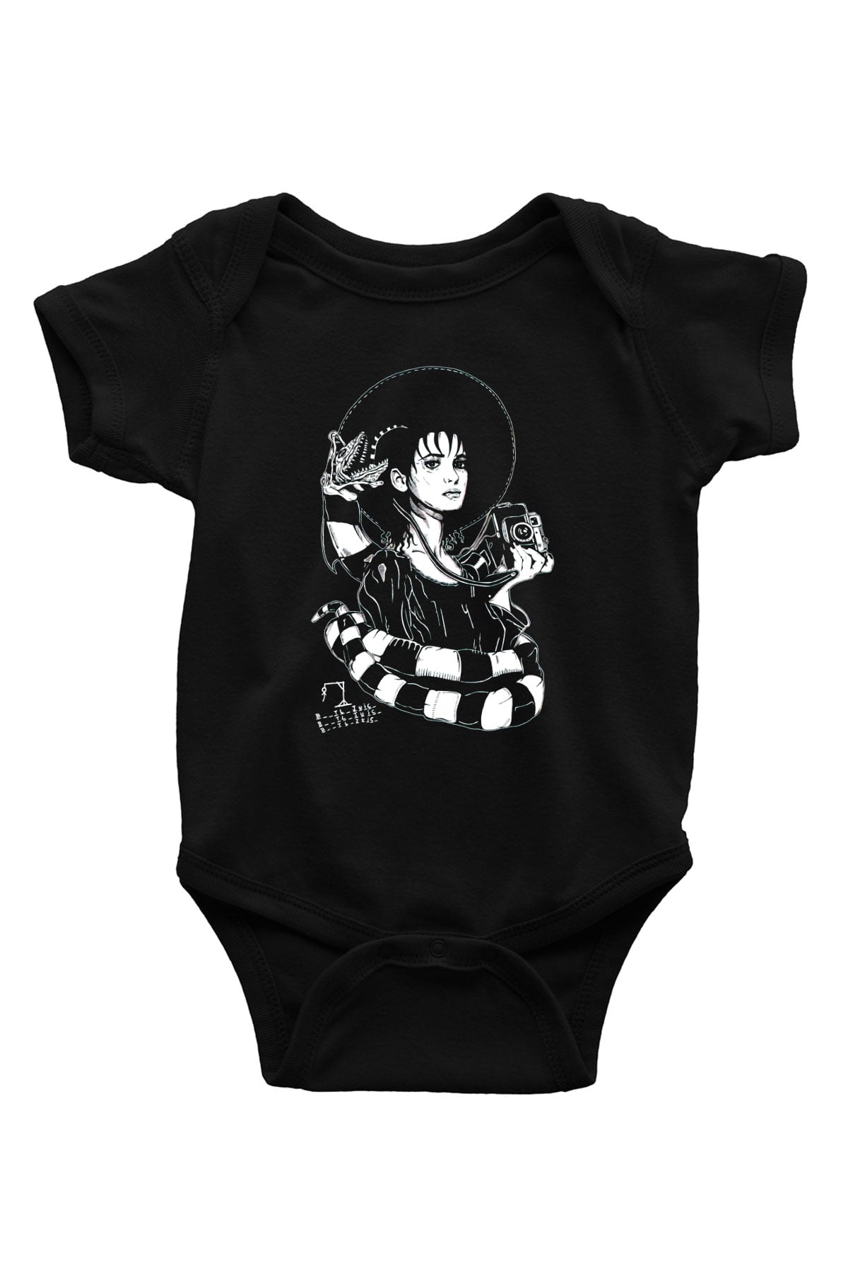 Beetlejuice Beterböcek Baskılı Siyah Bebek Body - Zıbın