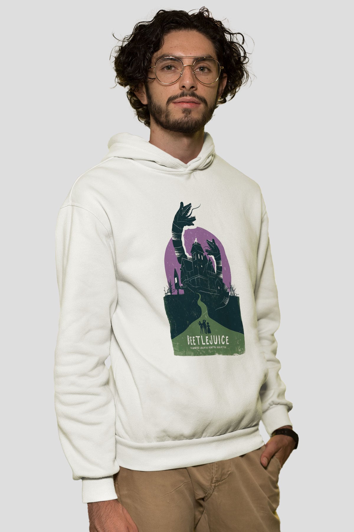 Beetlejuice Beterböcek Beyaz Unisex Kapşonlu Sweatshirt