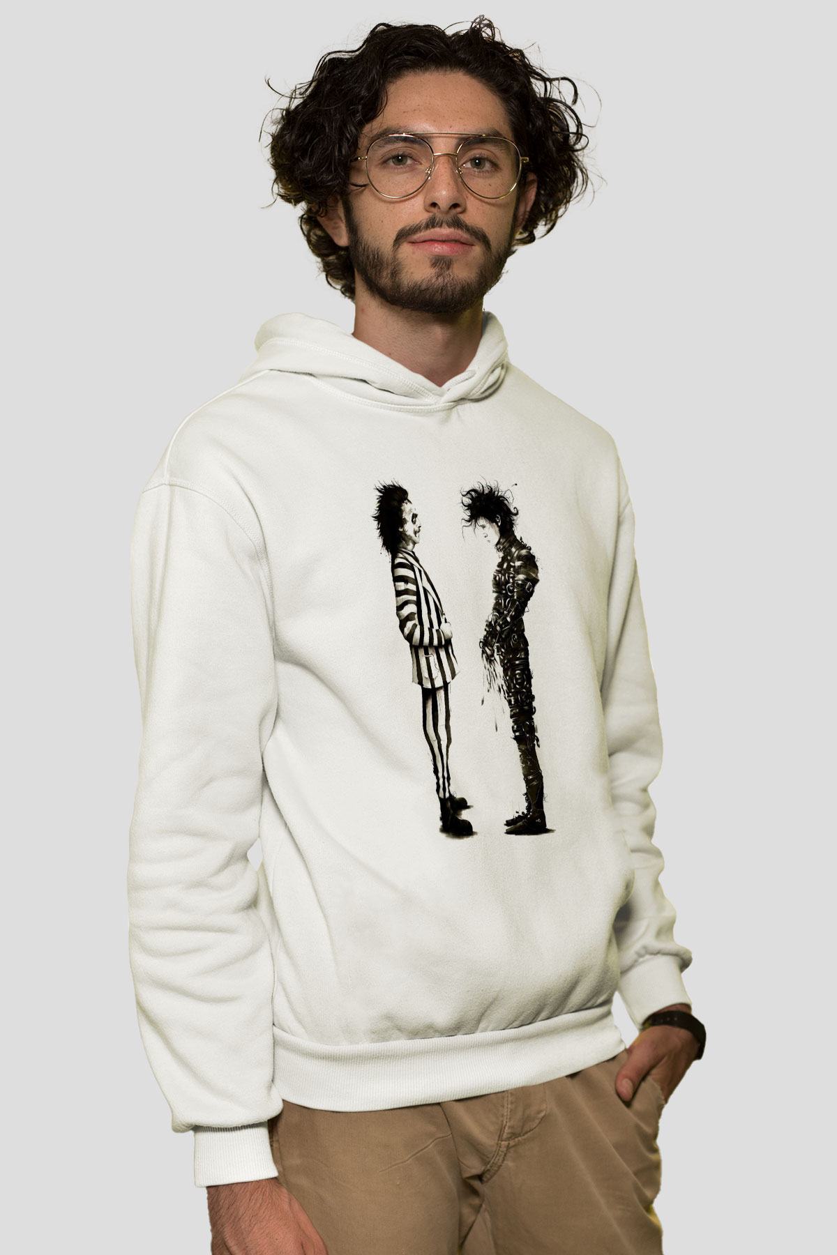 Beetlejuice Beterböcek Beyaz Unisex Kapşonlu Sweatshirt