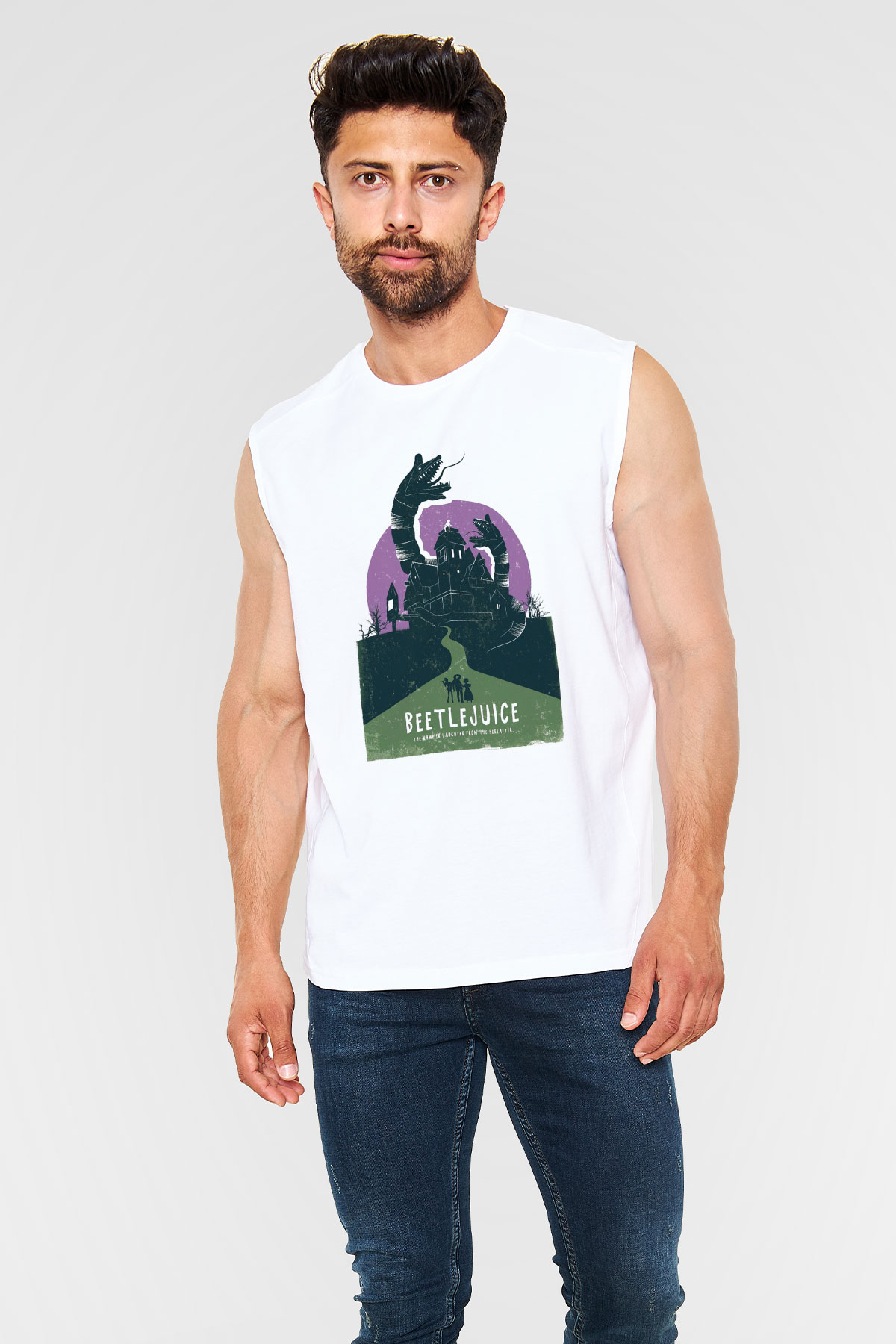 Beetlejuice Beterböcek Beyaz Unisex Kolsuz Tişört