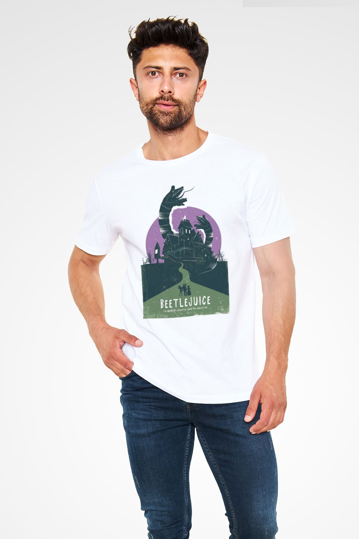 Beetlejuice Beterböcek Beyaz Unisex Tişört