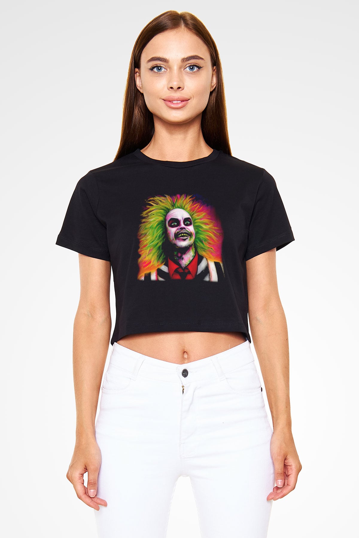 Beetlejuice Beterböcek Siyah Crop Top Tişört