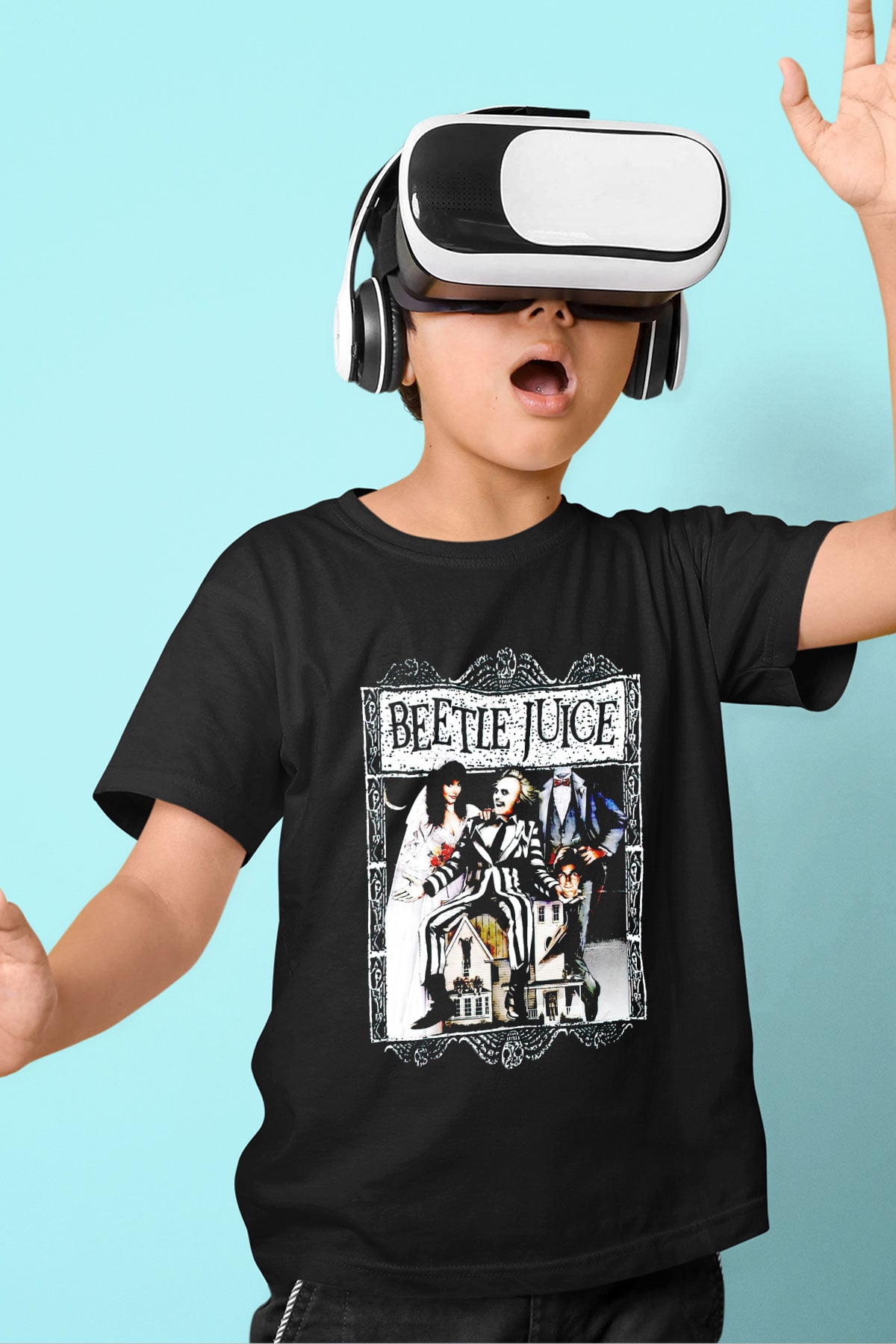 Beetlejuice Beterböcek Siyah Unisex  Çocuk Tişört