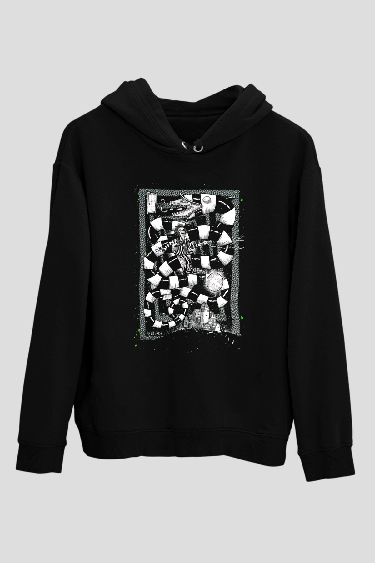 Beetlejuice Beterböcek Siyah Unisex Kapüşonlu Sweatshirt