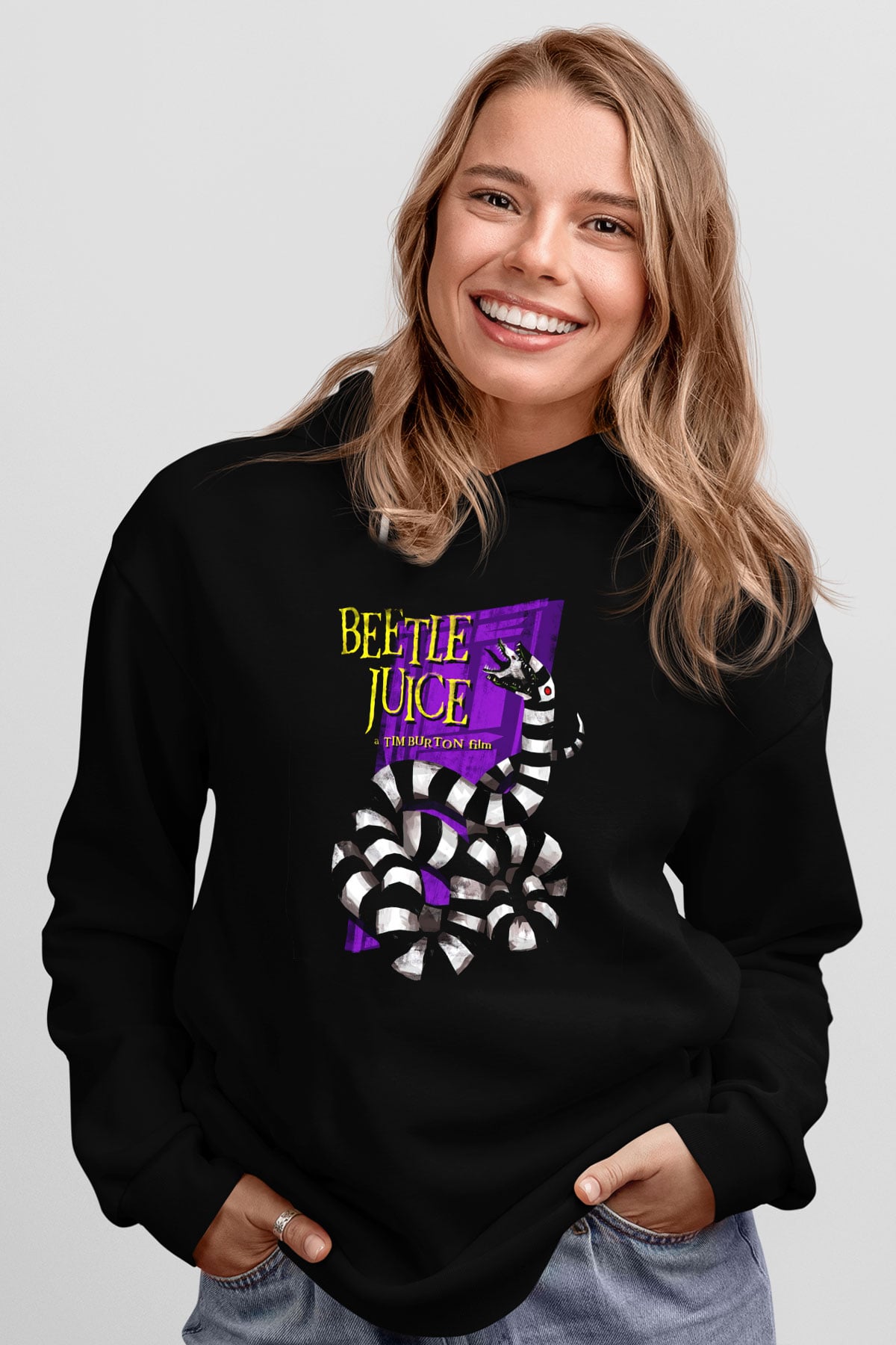 Beetlejuice Beterböcek Siyah Unisex Kapüşonlu Sweatshirt