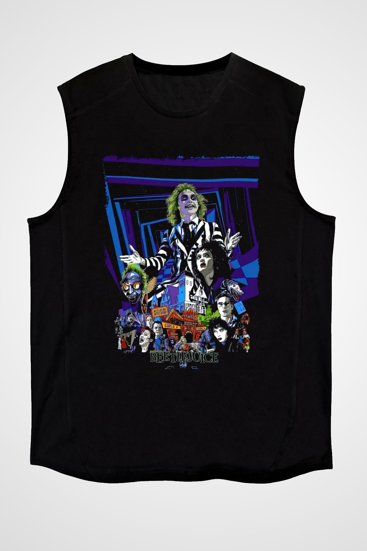 Beetlejuice Beterböcek Siyah Unisex  Kolsuz Tişört