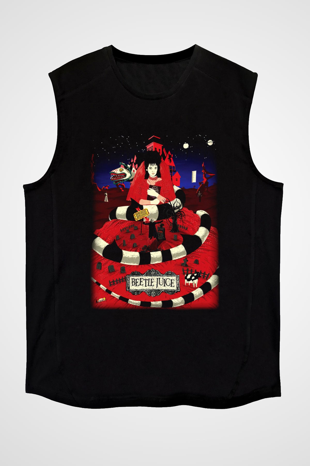 Beetlejuice Beterböcek Siyah Unisex Kolsuz Tişört