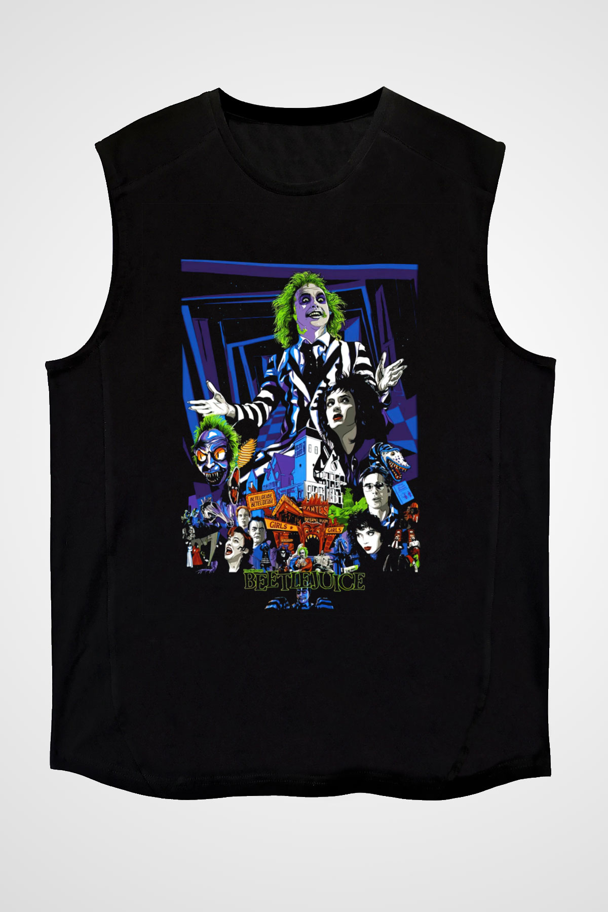 Beetlejuice Beterböcek Siyah Unisex Kolsuz Tişört