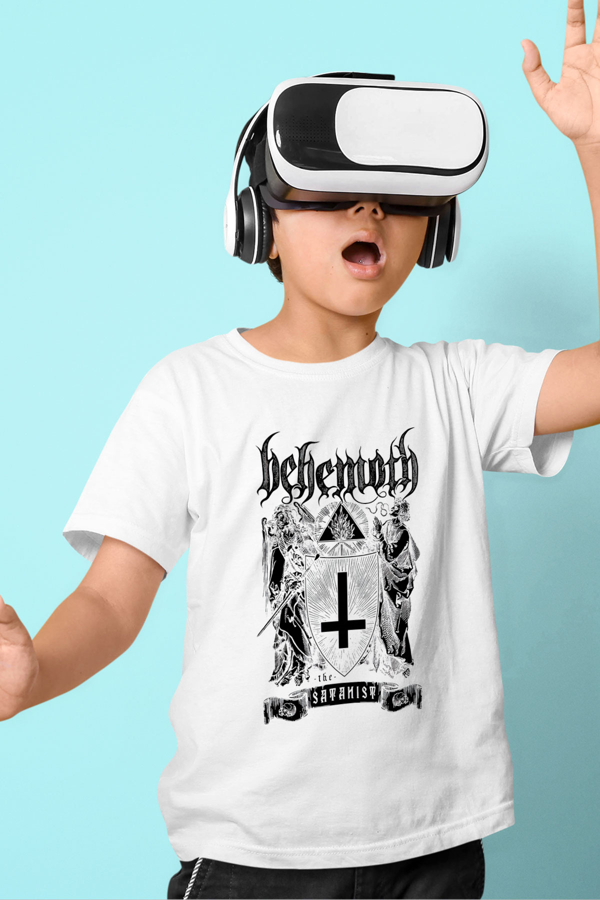 Behemoth Baskılı Beyaz Unisex Çocuk Tişört