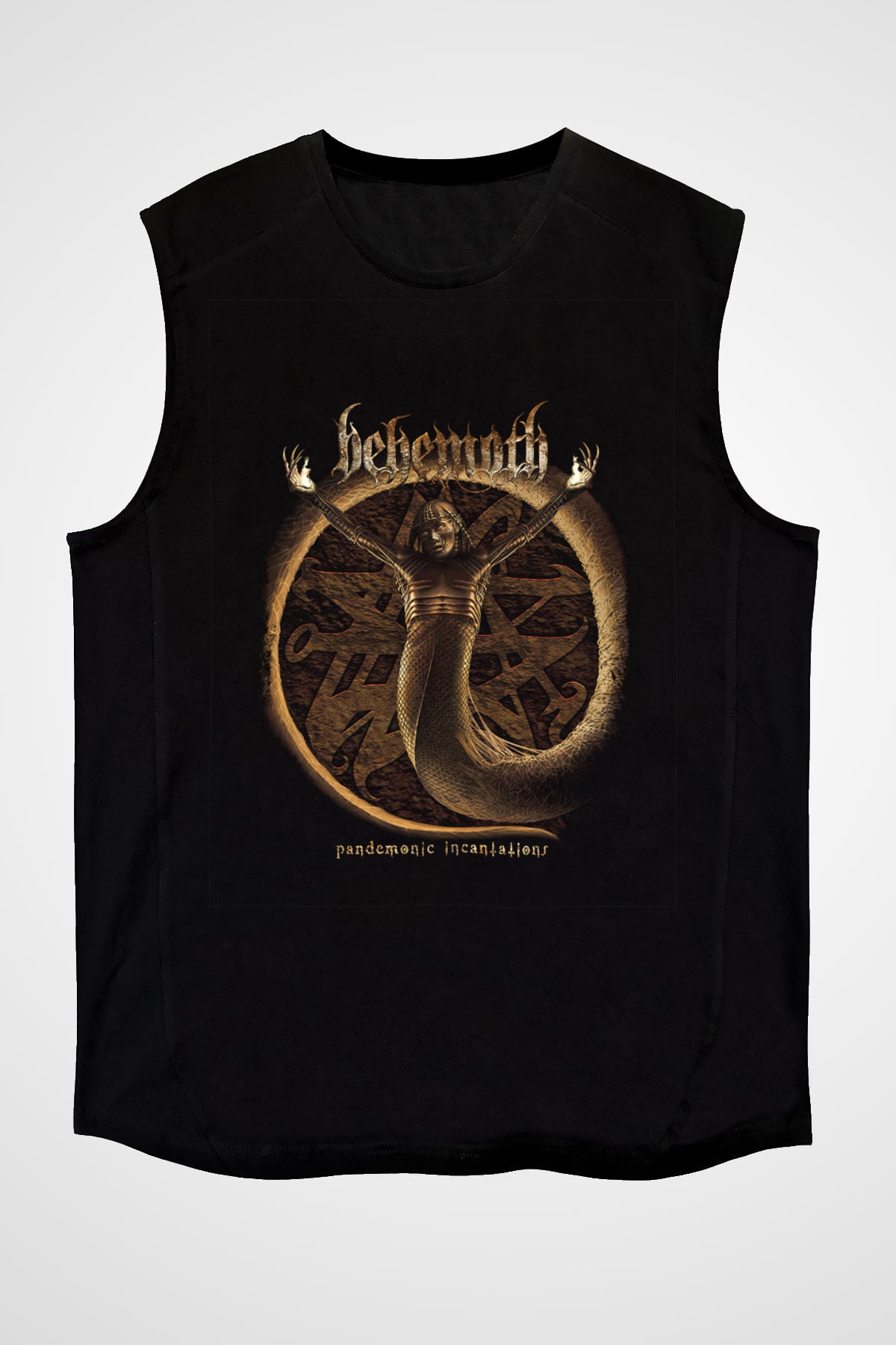 Behemoth Baskılı Unisex Siyah Kolsuz Tişört