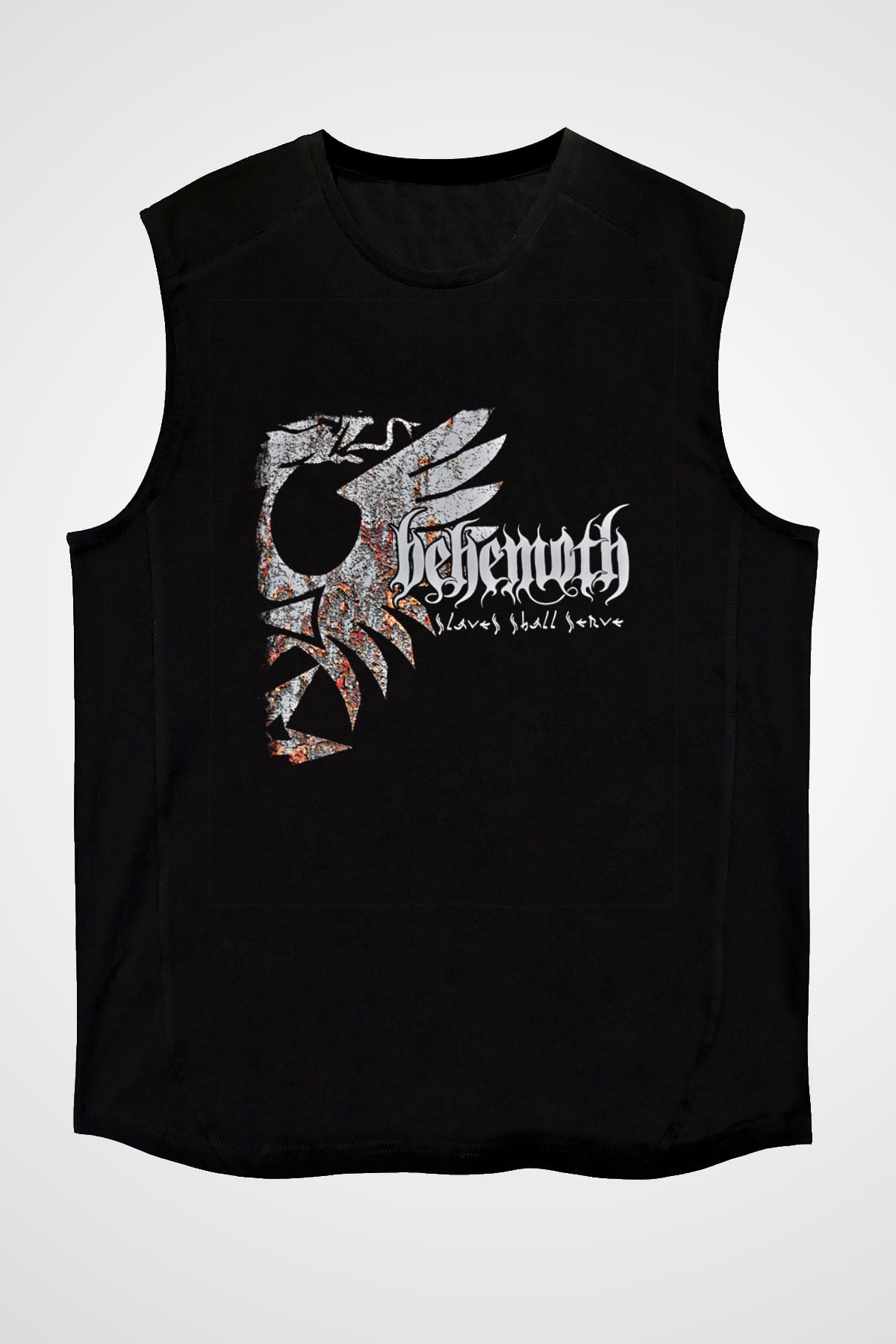 Behemoth Baskılı Unisex Siyah Kolsuz Tişört