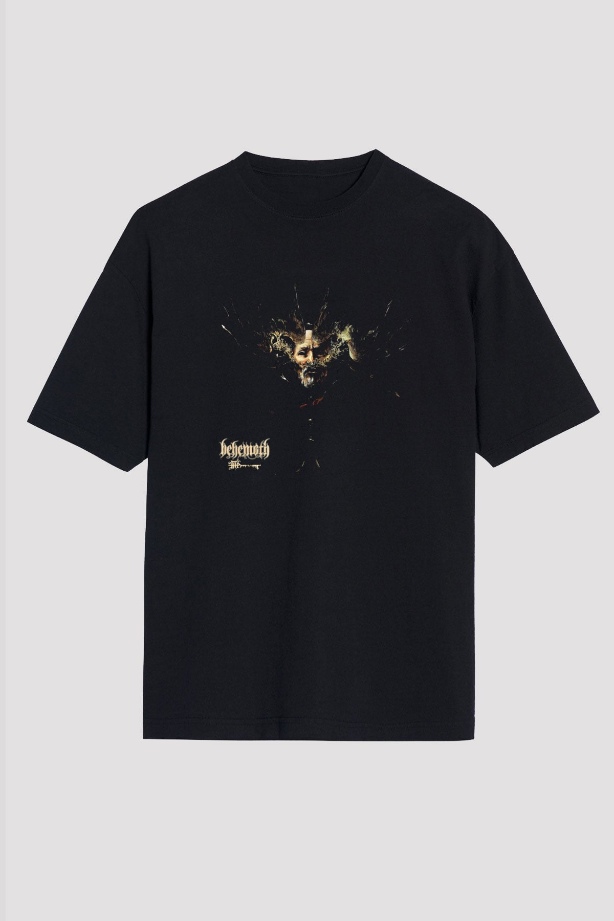 Behemoth Baskılı Unisex Siyah Oversize Tişört
