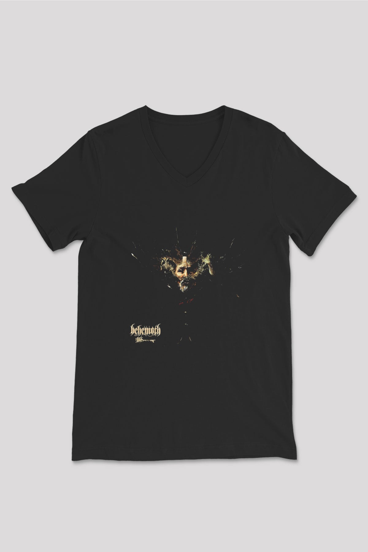 Behemoth Baskılı Unisex Siyah V Yaka Tişört