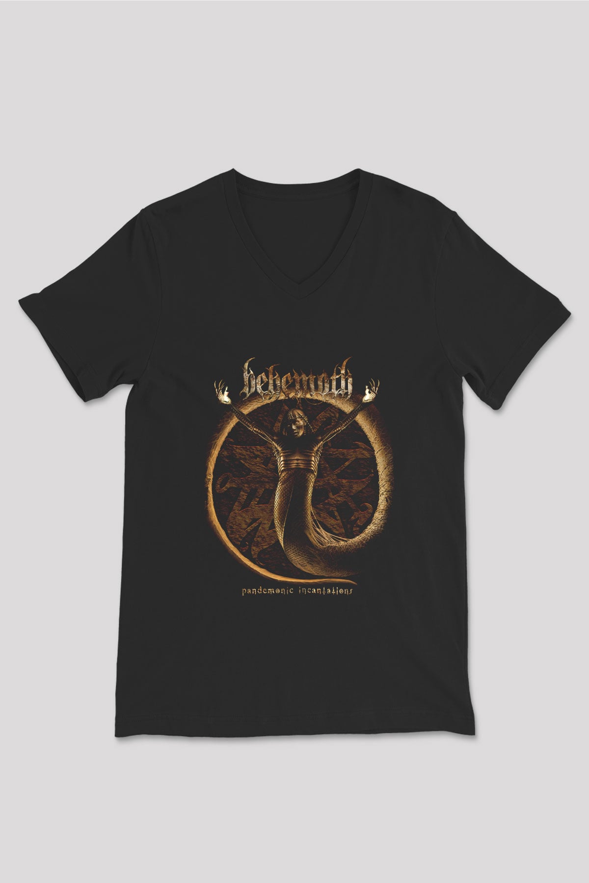 Behemoth Baskılı Unisex Siyah V Yaka Tişört