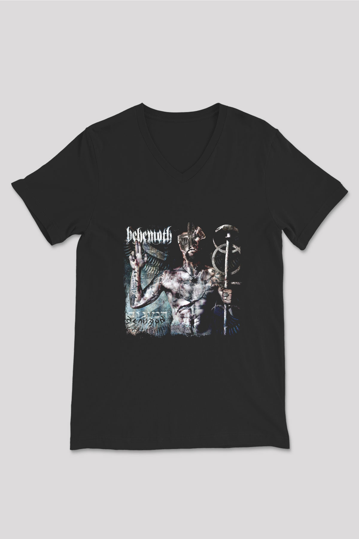 Behemoth Baskılı Unisex Siyah V Yaka Tişört