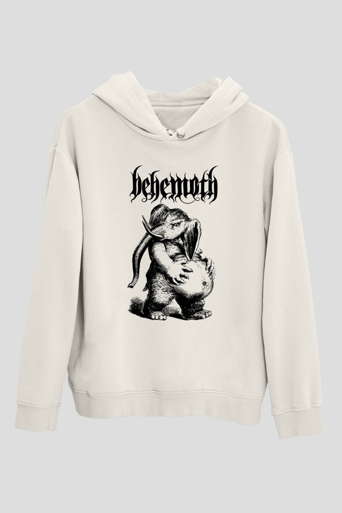 Behemoth Beyaz Unisex Kapüşonlu Sweatshirt