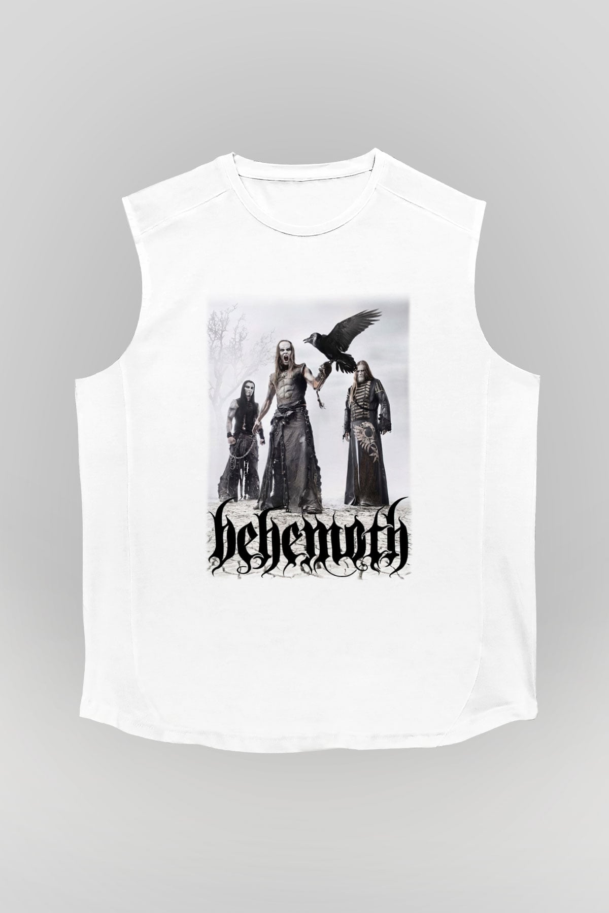 Behemoth Beyaz Unisex Kolsuz Tişört