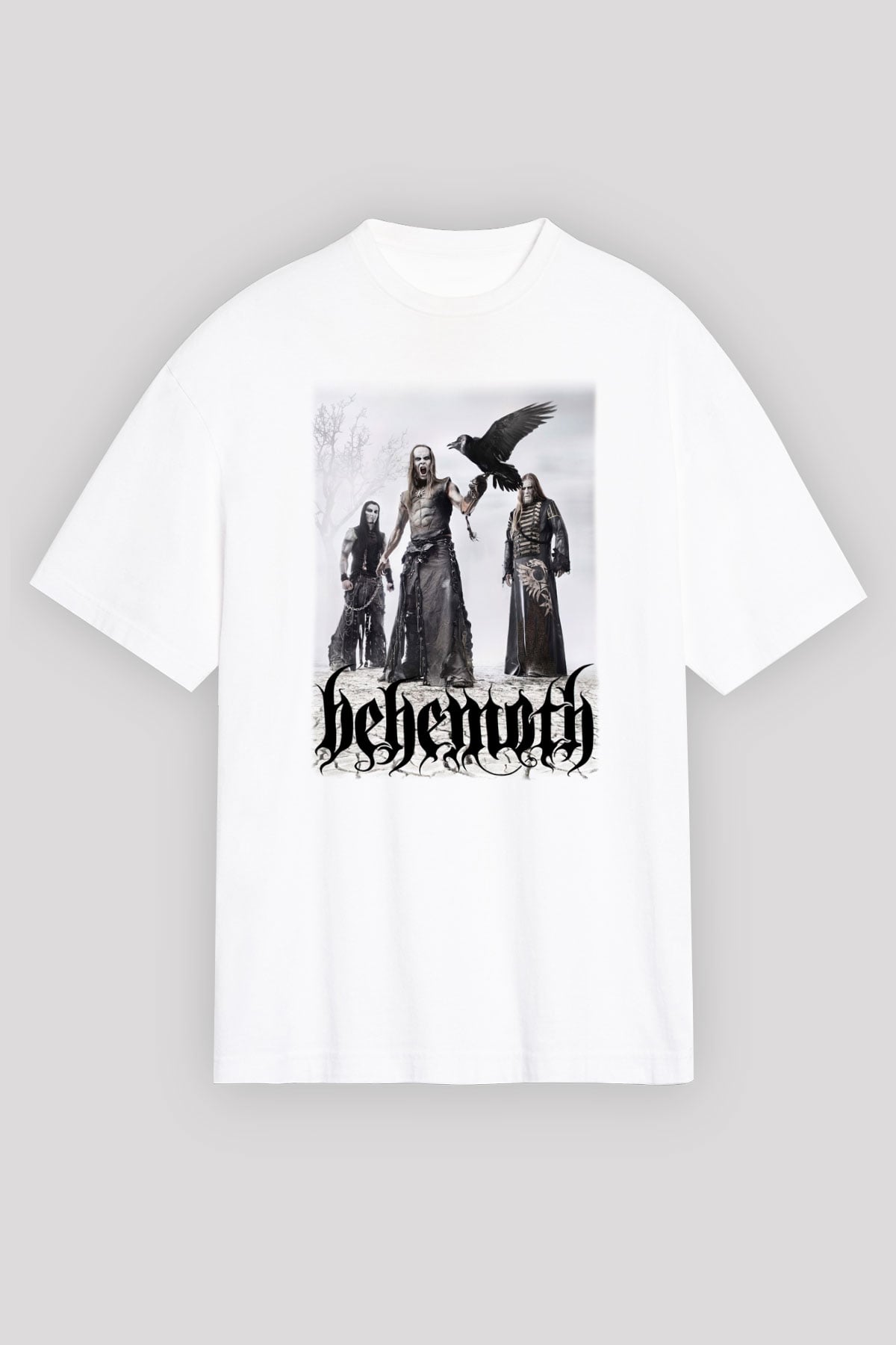 Behemoth Beyaz Unisex Oversize Tişört T-Shirt