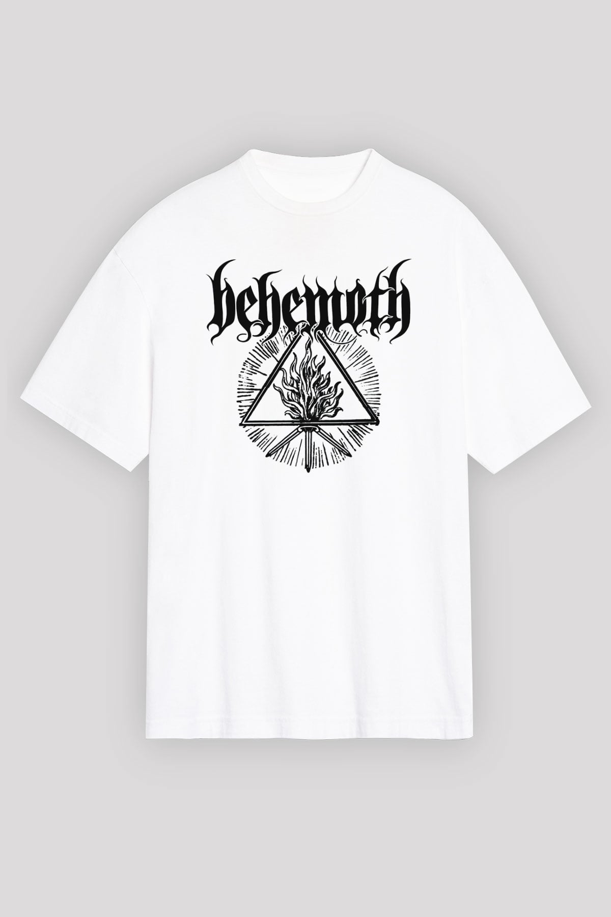 Behemoth Beyaz Unisex Oversize Tişört T-Shirt