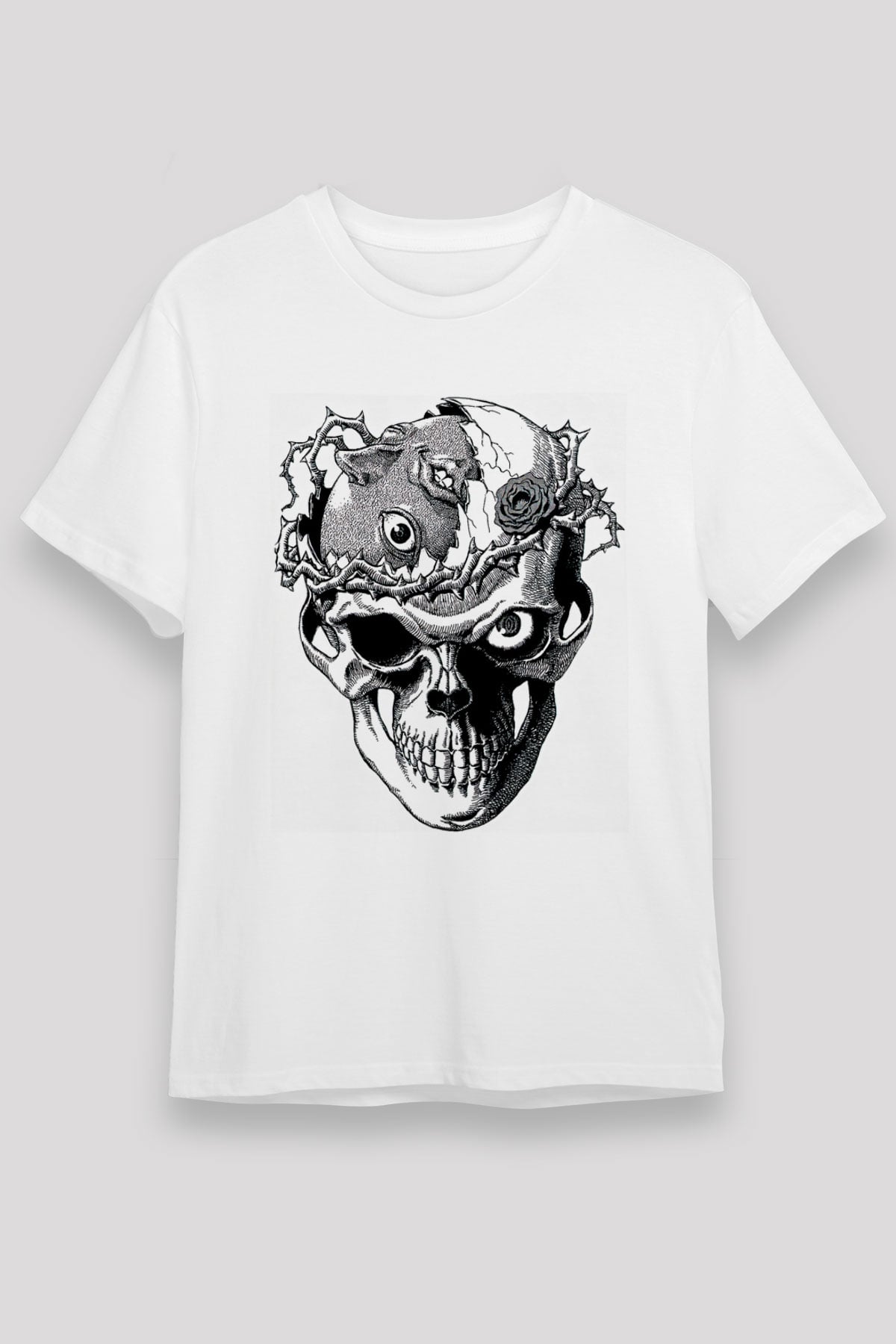 Beherit Baskılı Unisex Beyaz Tişört - Tshirt