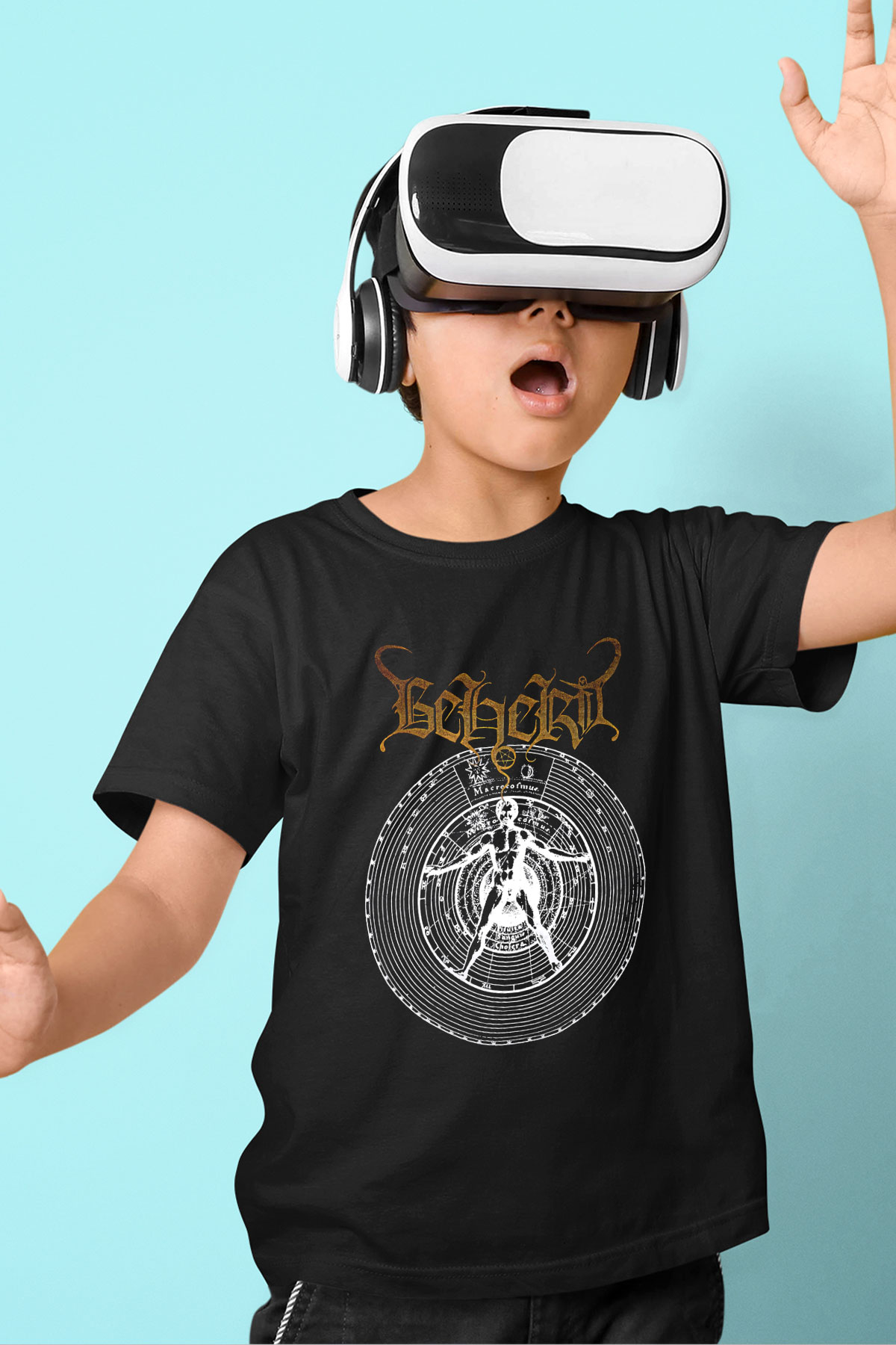 Beherit Baskılı Unisex Siyah Çocuk Tişört - Tshirt