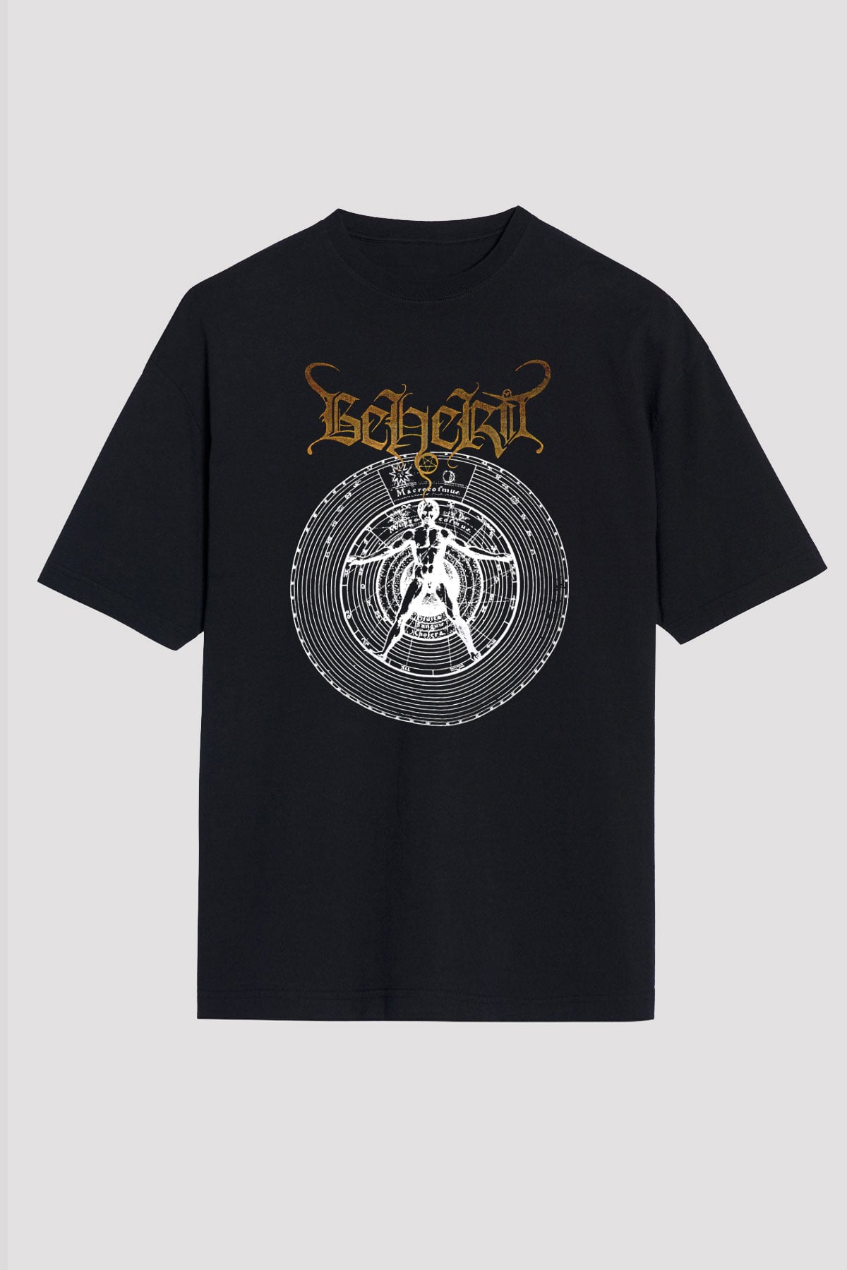 Beherit Baskılı Unisex Siyah Oversize Tişört - Tshirt