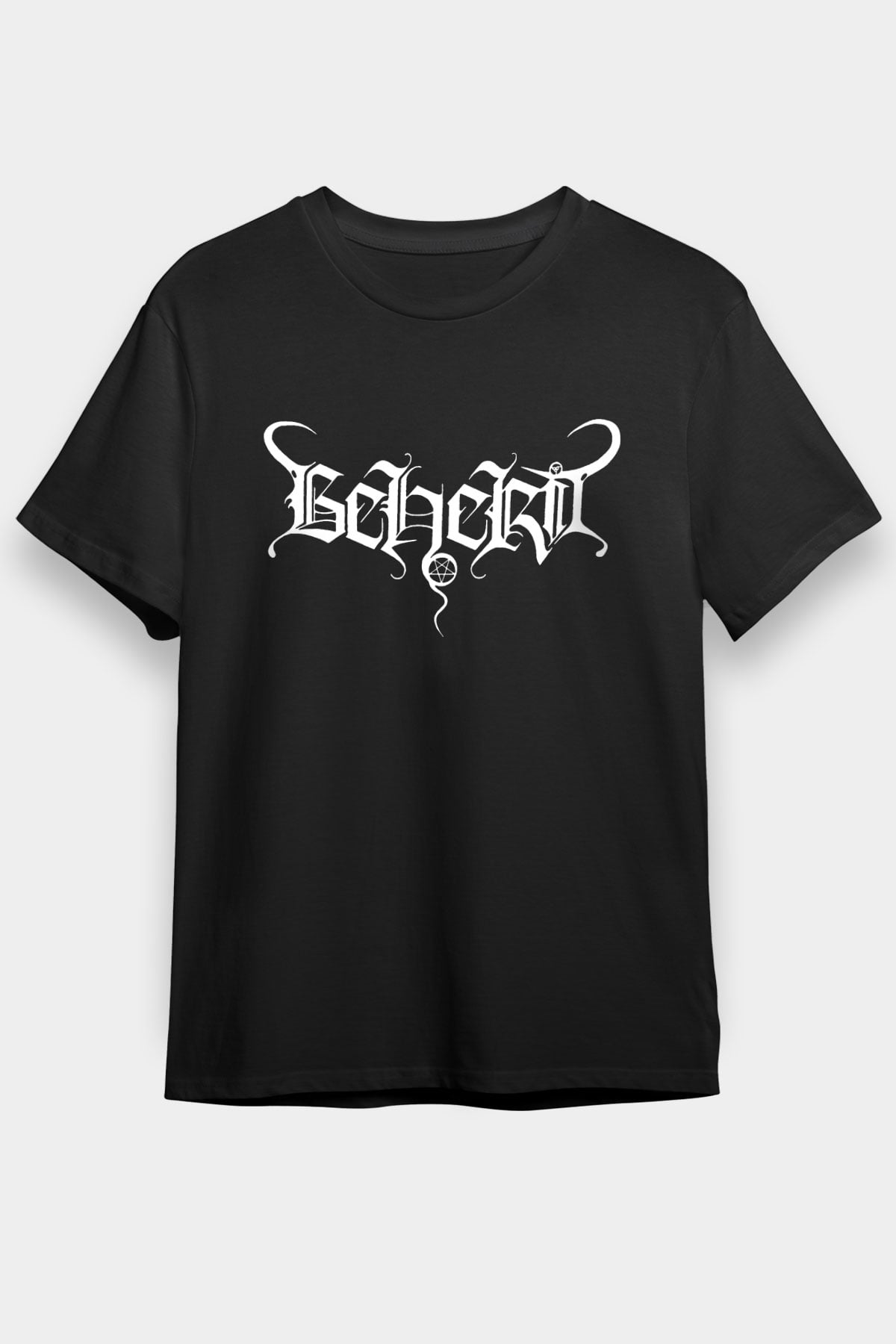 Beherit Baskılı Unisex Siyah Tişört - Tshirt