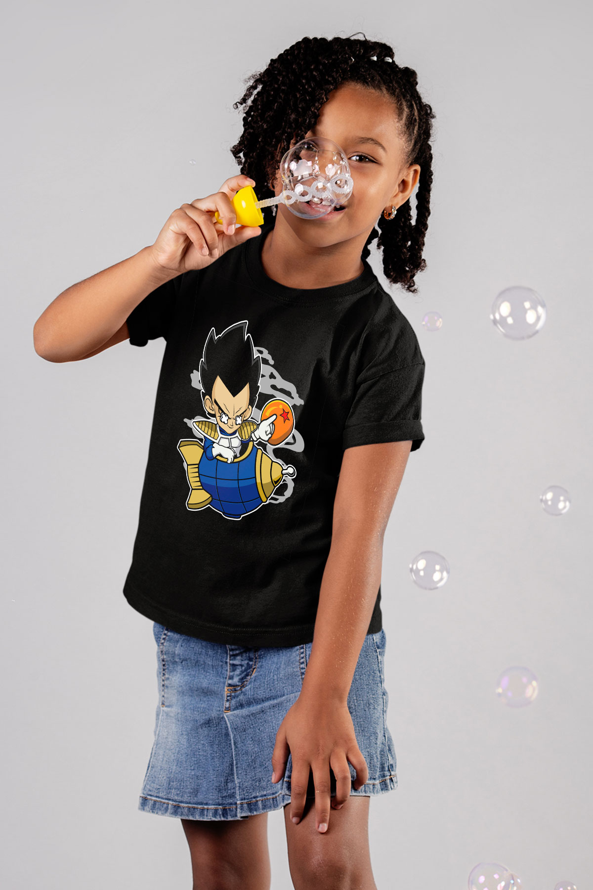 Bejita Rocket Baskılı Unisex Siyah Çocuk Tişört