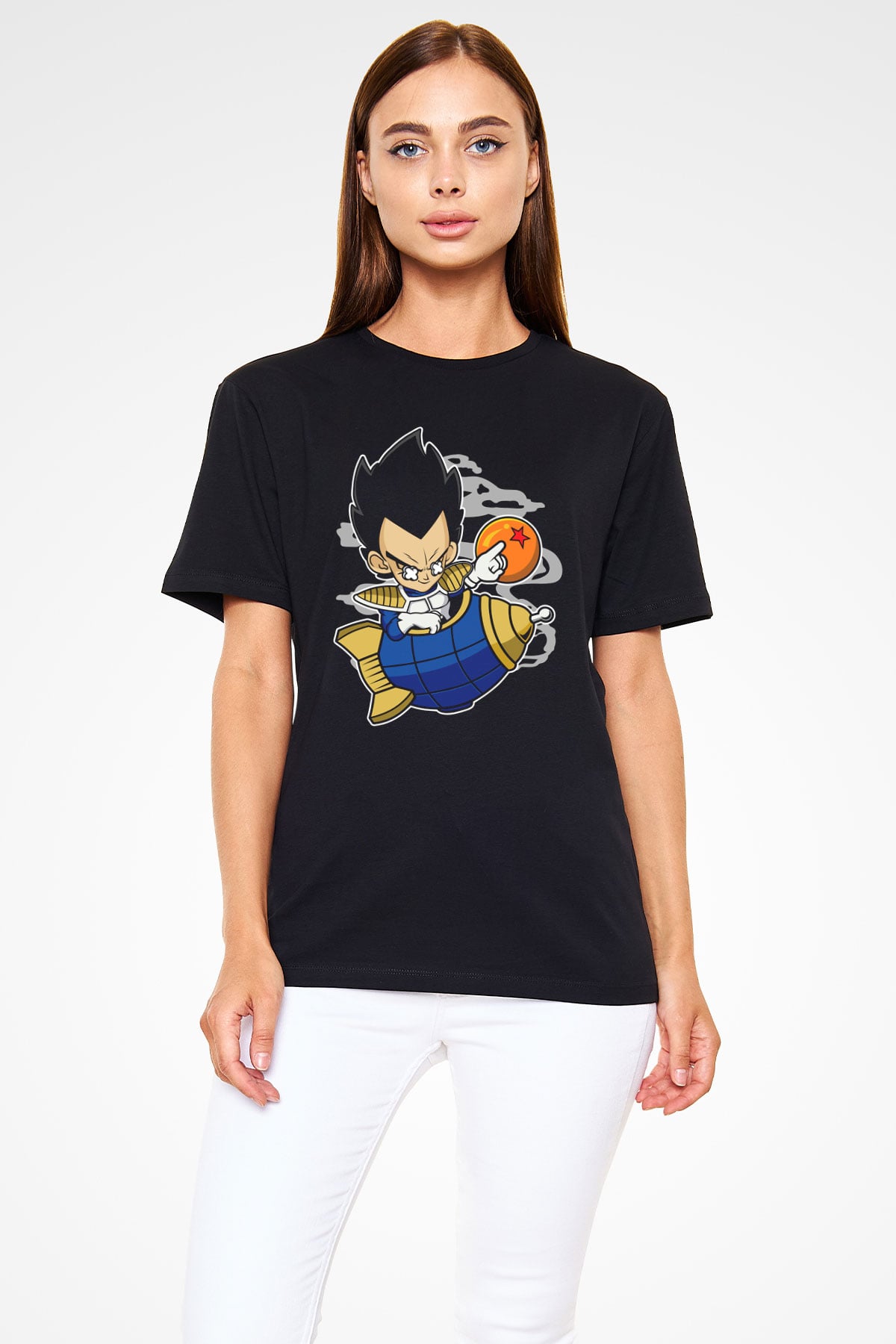 Bejita Rocket Baskılı Unisex Siyah Tişört